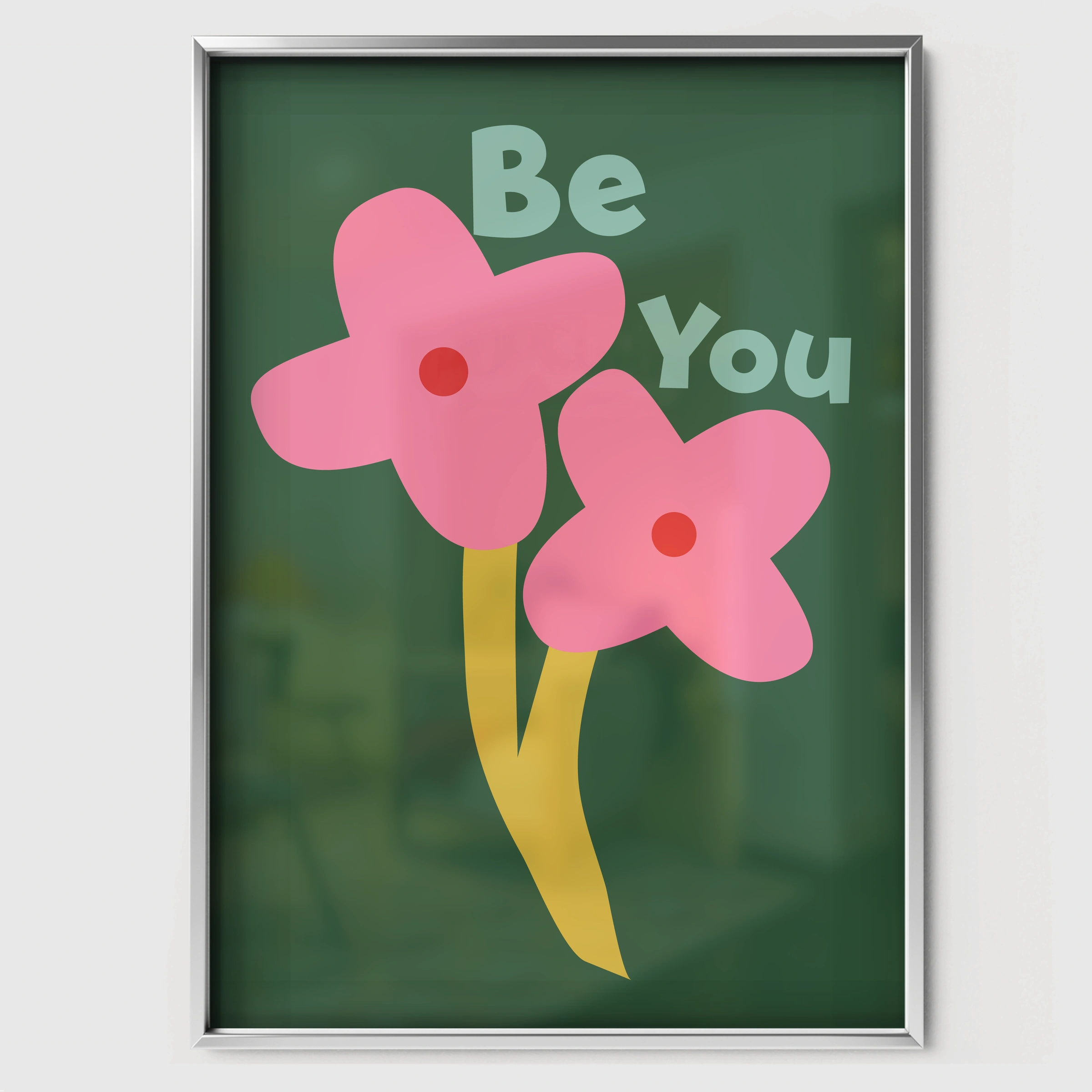 Be You Flower Nursery Print - white framed nursery wall art print