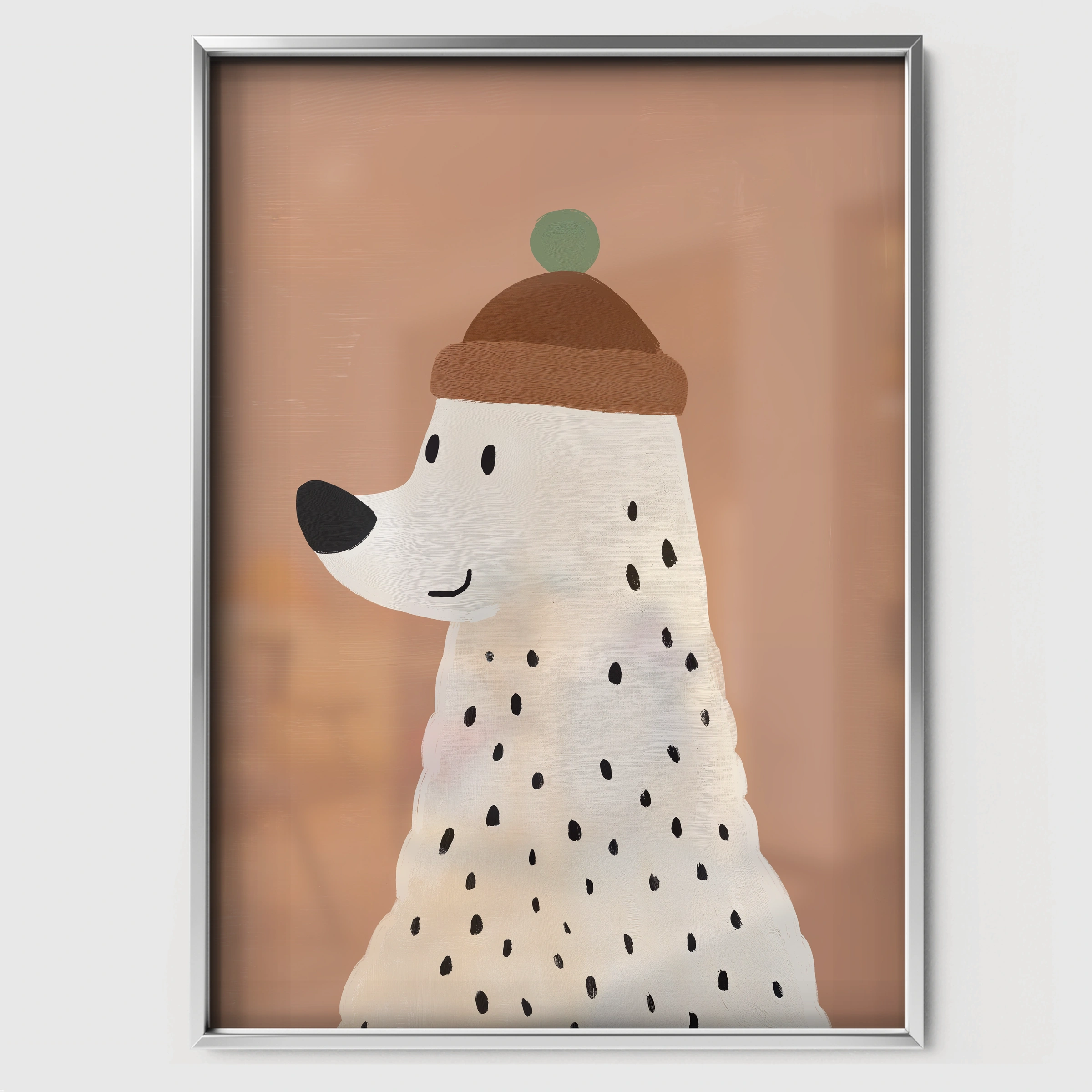 Beanie Bear Nursery Print - white framed nursery wall art print