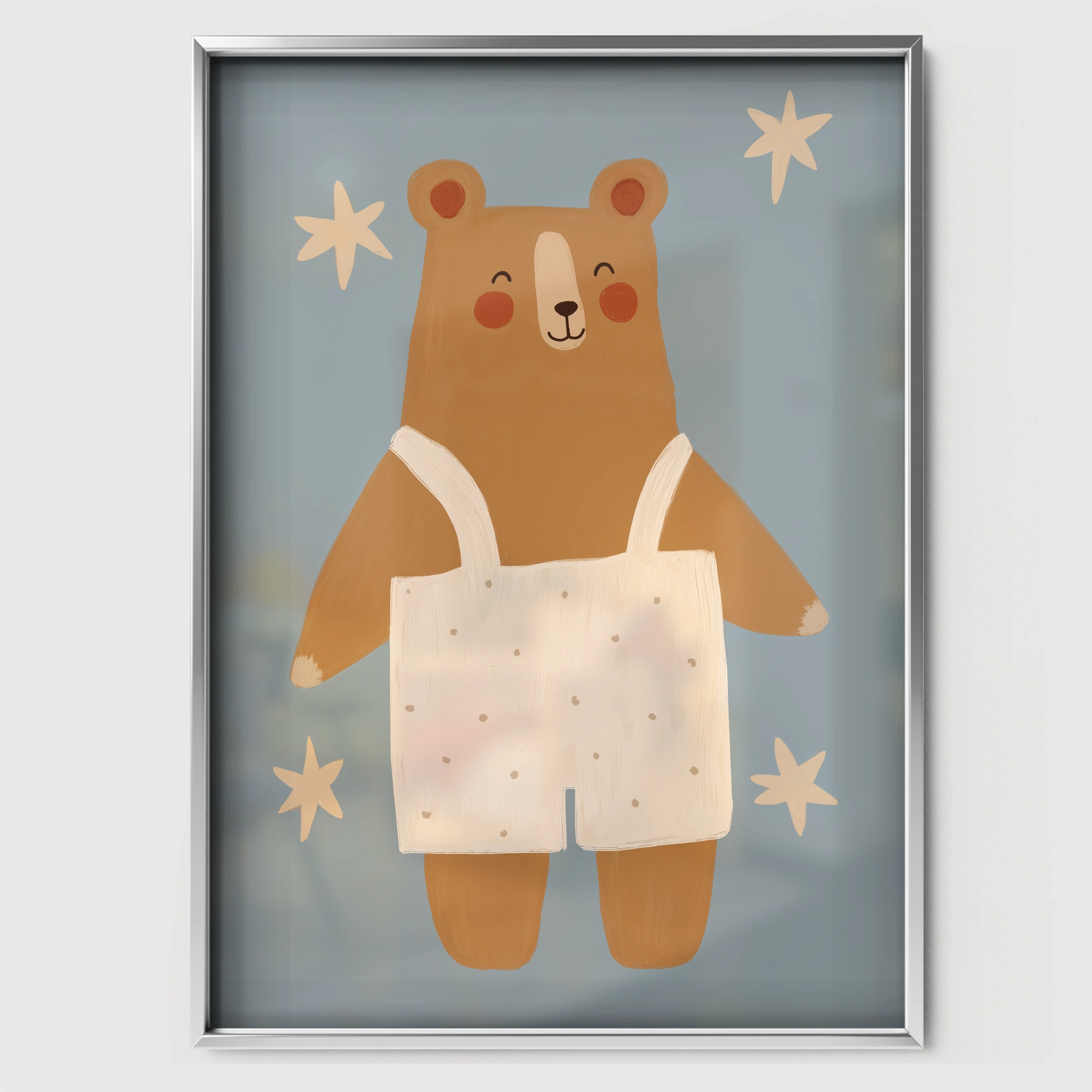 Beanie Fox Nursery Print - white framed nursery wall art print