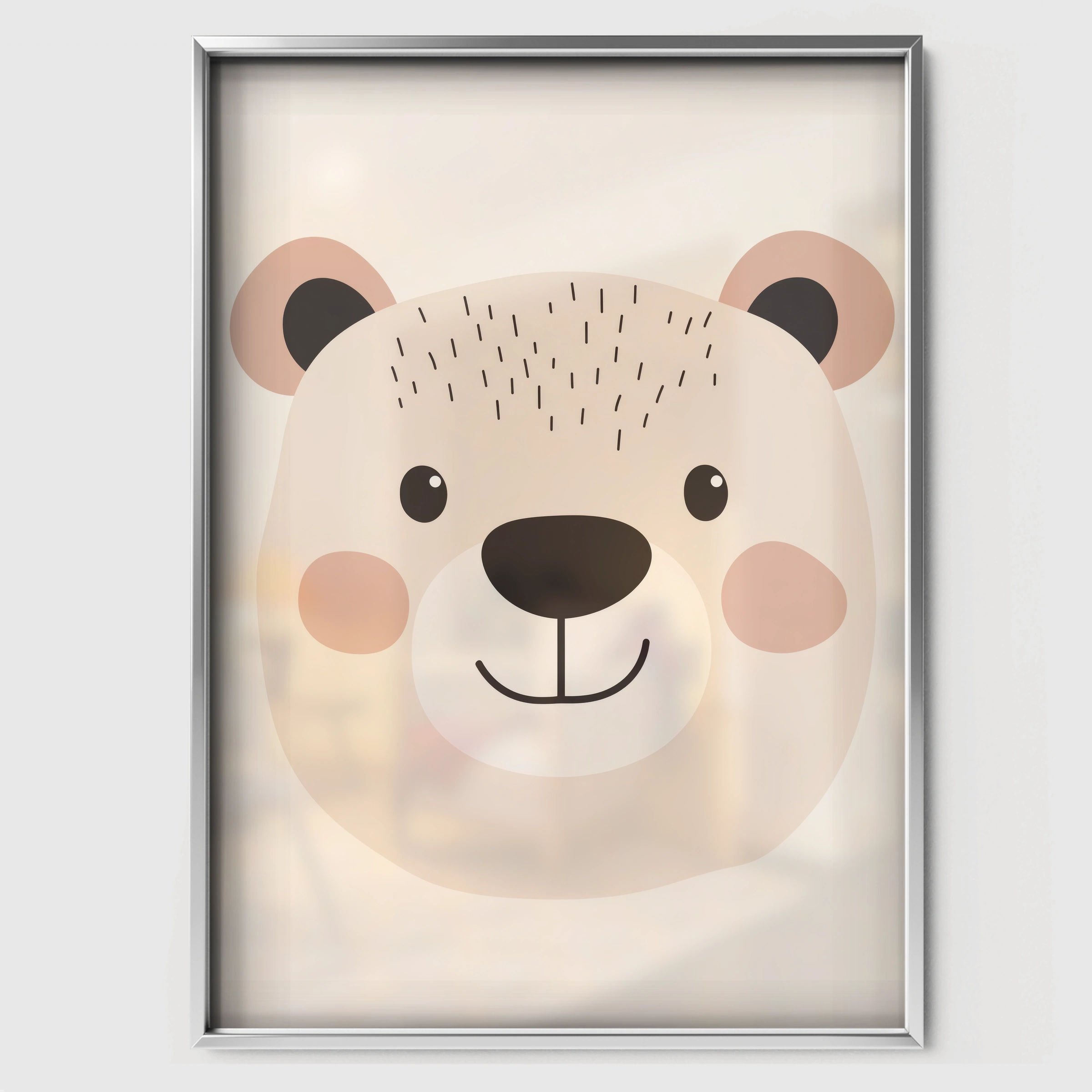 Bear Face Nursery Print - white framed nursery wall art print