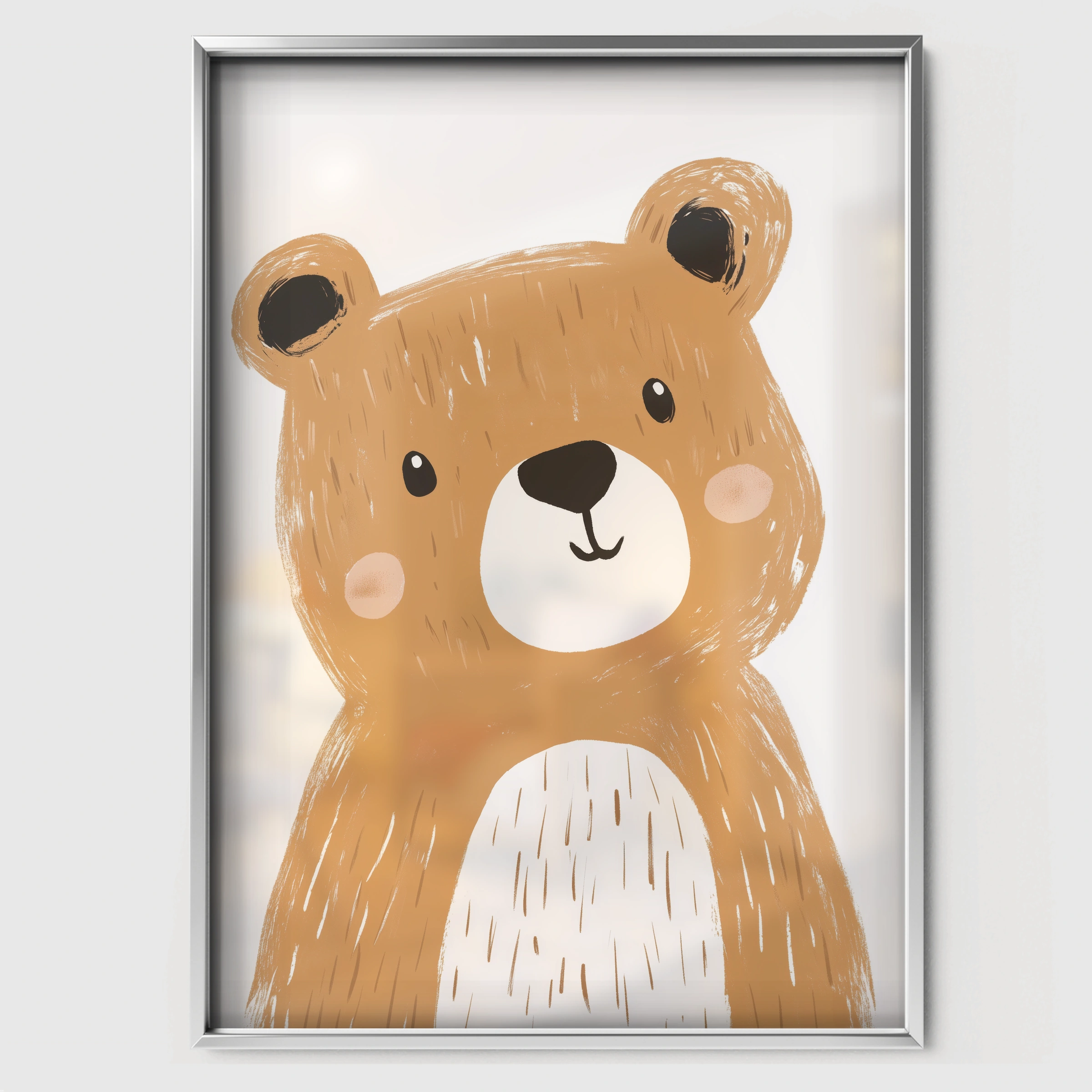 Bear Face Two Nursery Print - white framed nursery wall art print