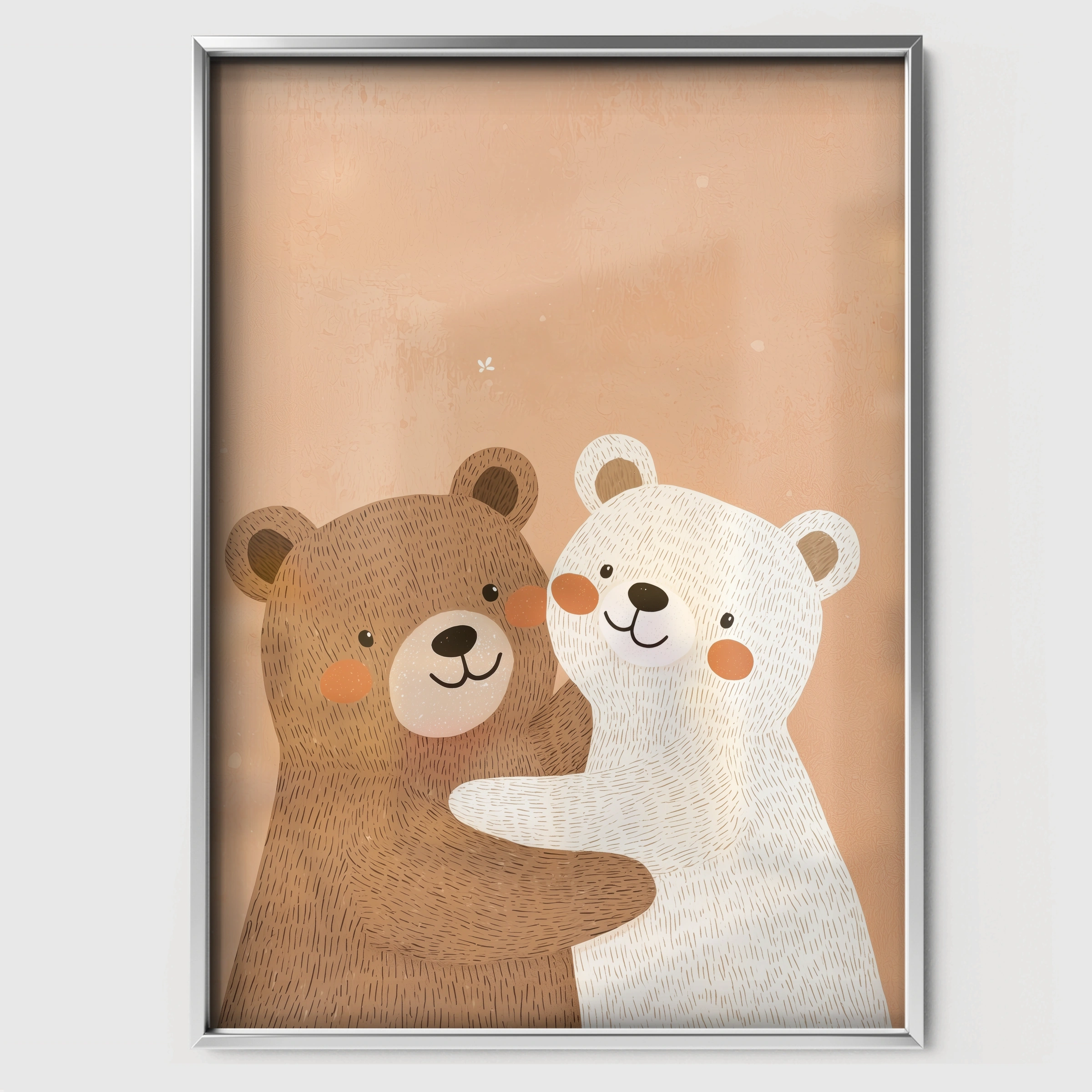 Bear Family Hug Nursery Print - white framed nursery wall art print
