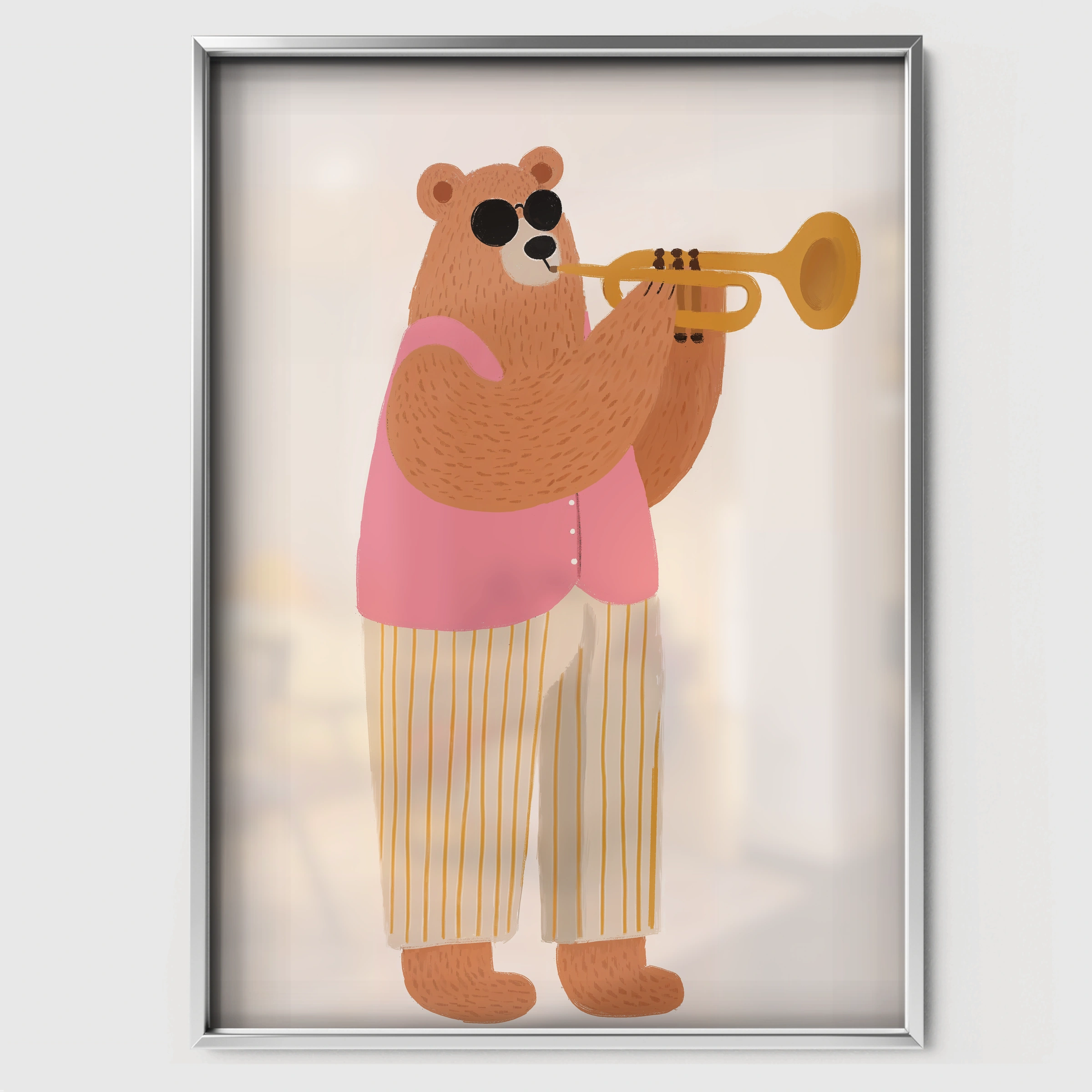 Bear Hug Nursery Print - white framed nursery wall art print
