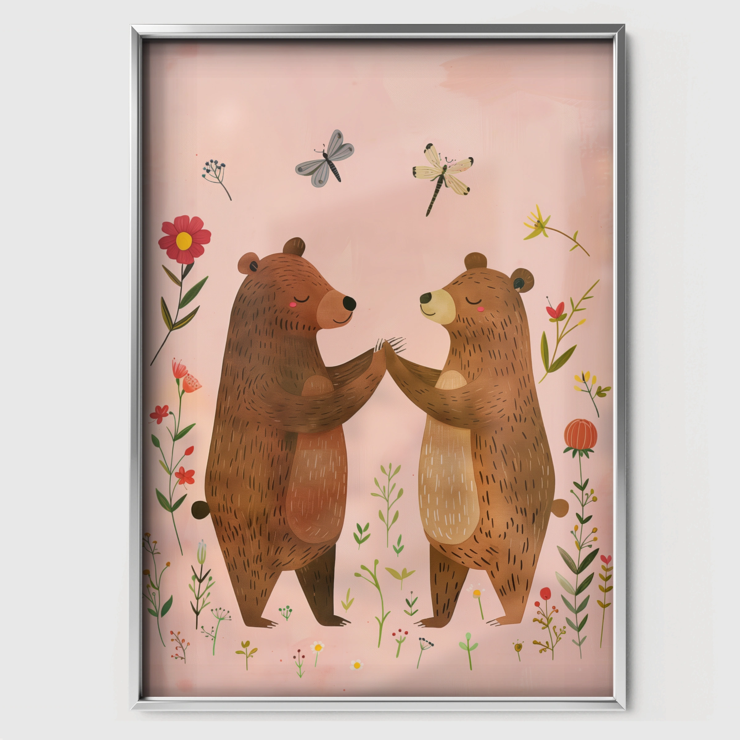 Bears in Love Nursery Print - white framed nursery wall art print