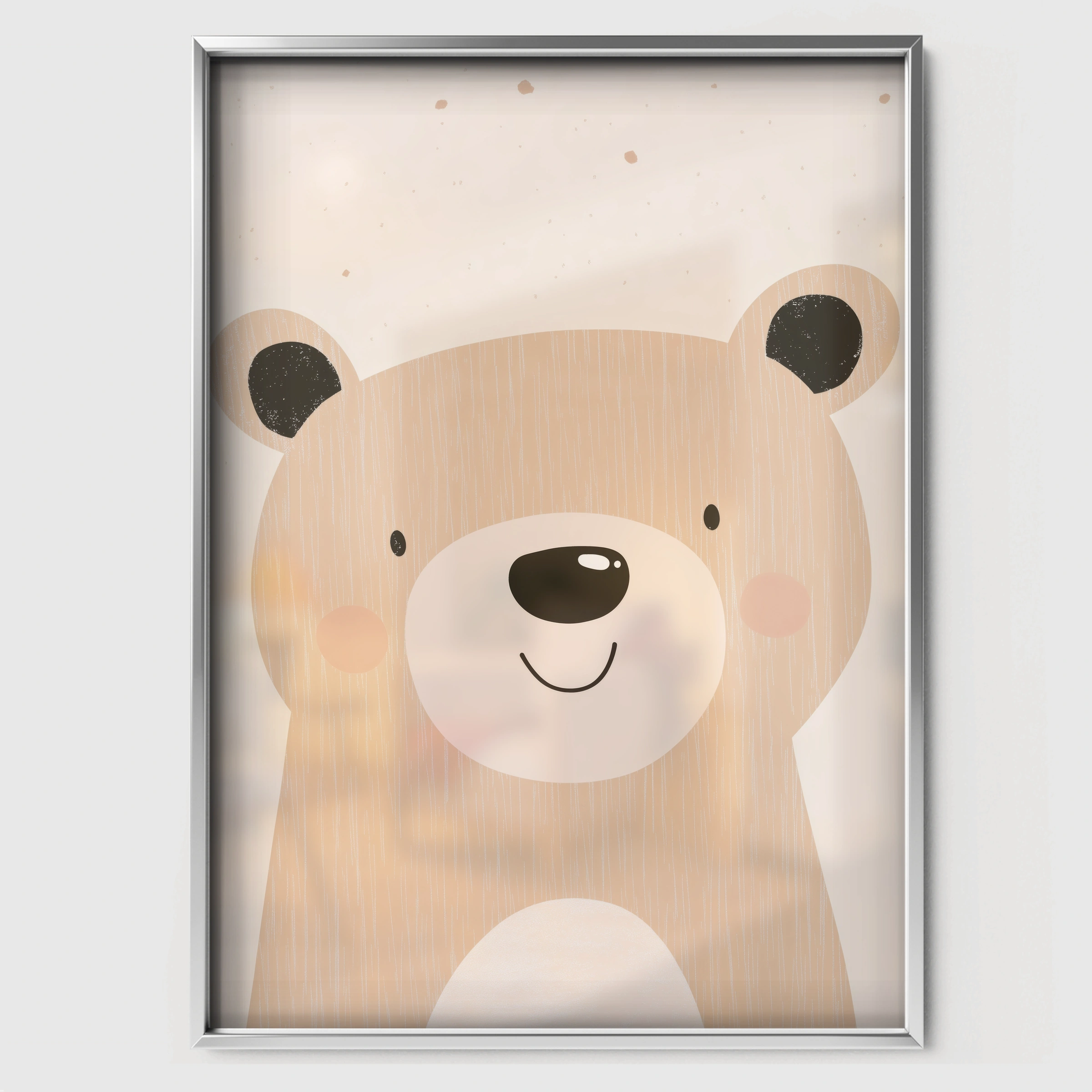 Beige Bear Nursery Print - white framed nursery wall art print