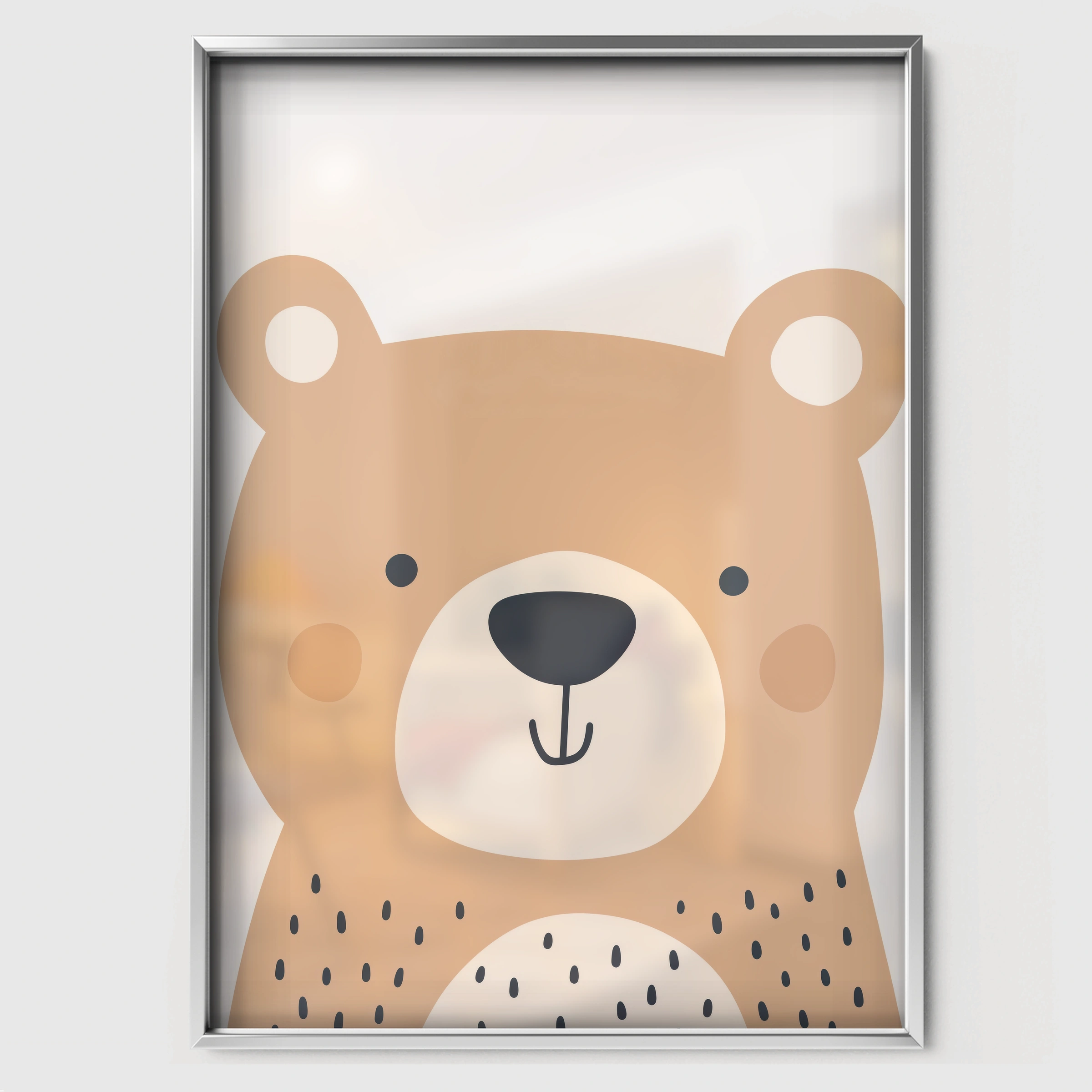 Beige Bear Two Nursery Print - white framed nursery wall art print
