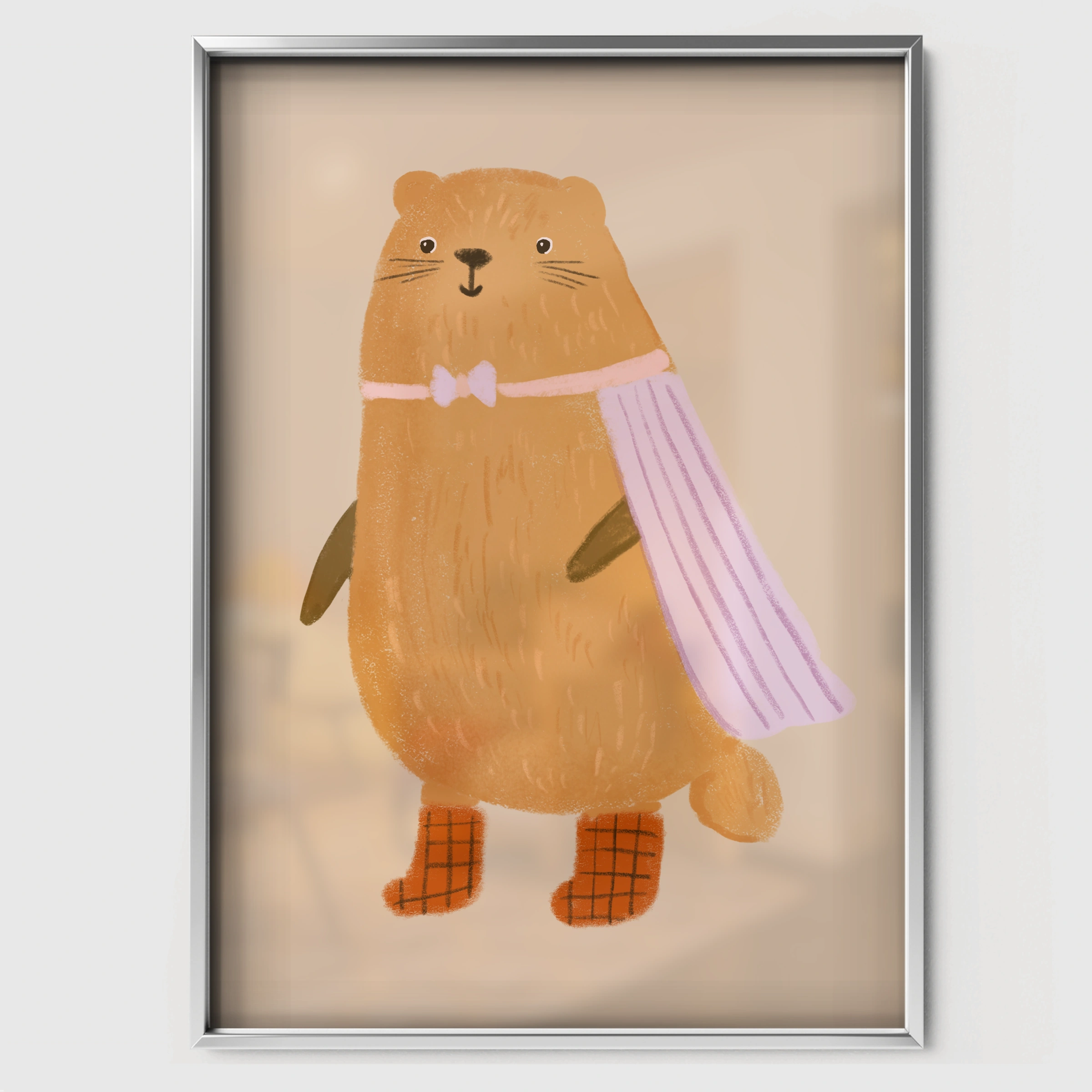 Big Brown Bear Nursery Print - white framed nursery wall art print