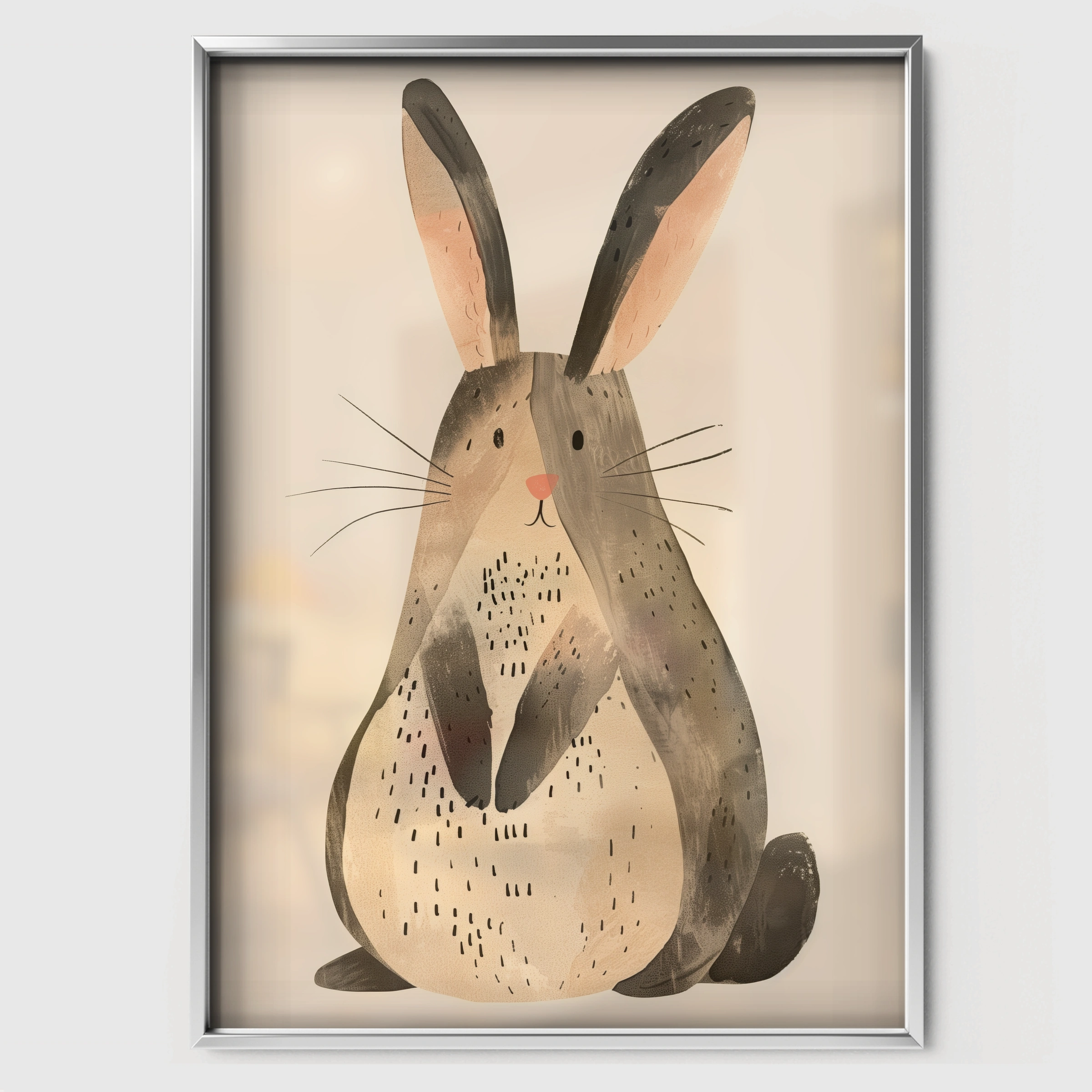 Big Rabbit Nursery Print - white framed nursery wall art print