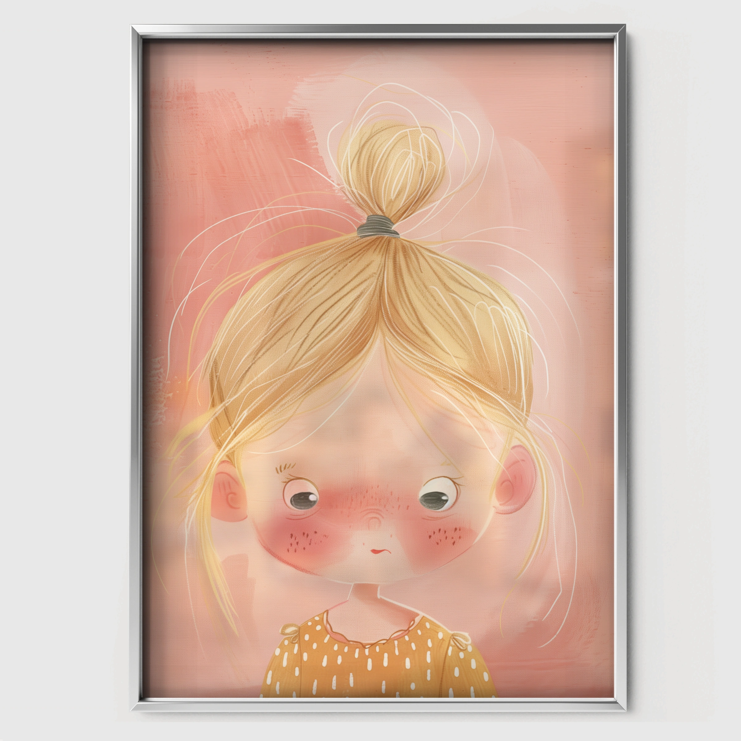 Blonde Girl Nursery Print - white framed nursery wall art print