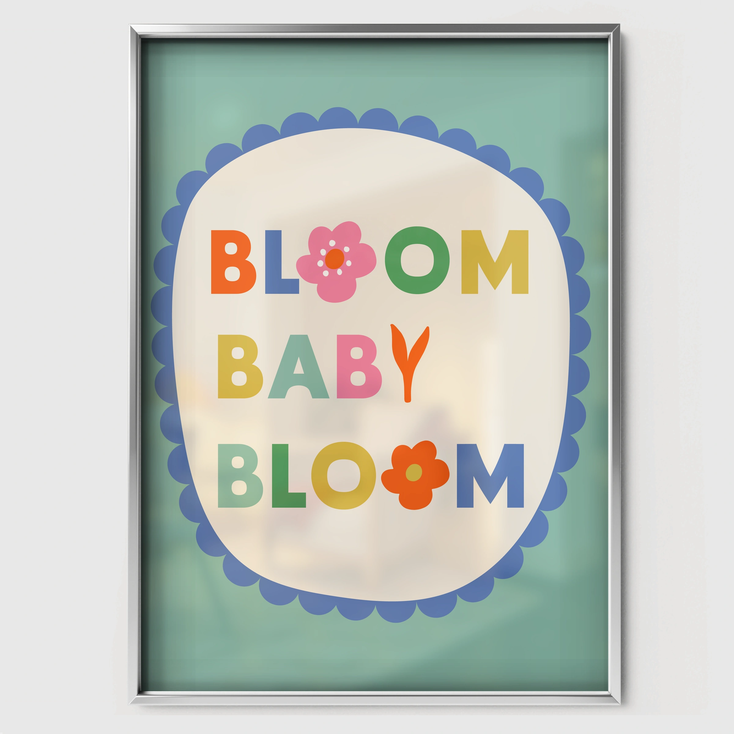 Bloom Baby Bloom Nursery Print - white framed nursery wall art print