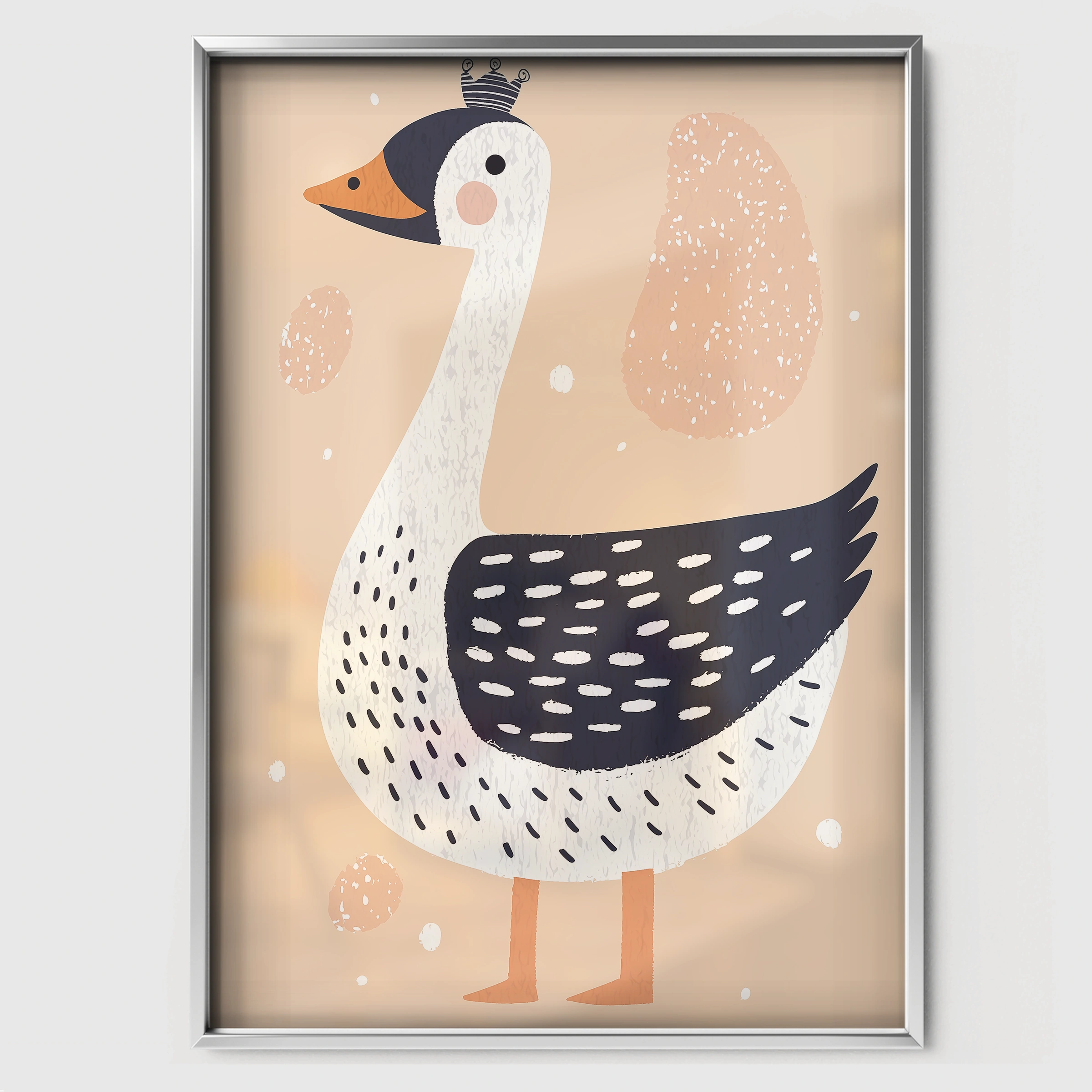 Blue Goose Nursery Print - white framed nursery wall art print