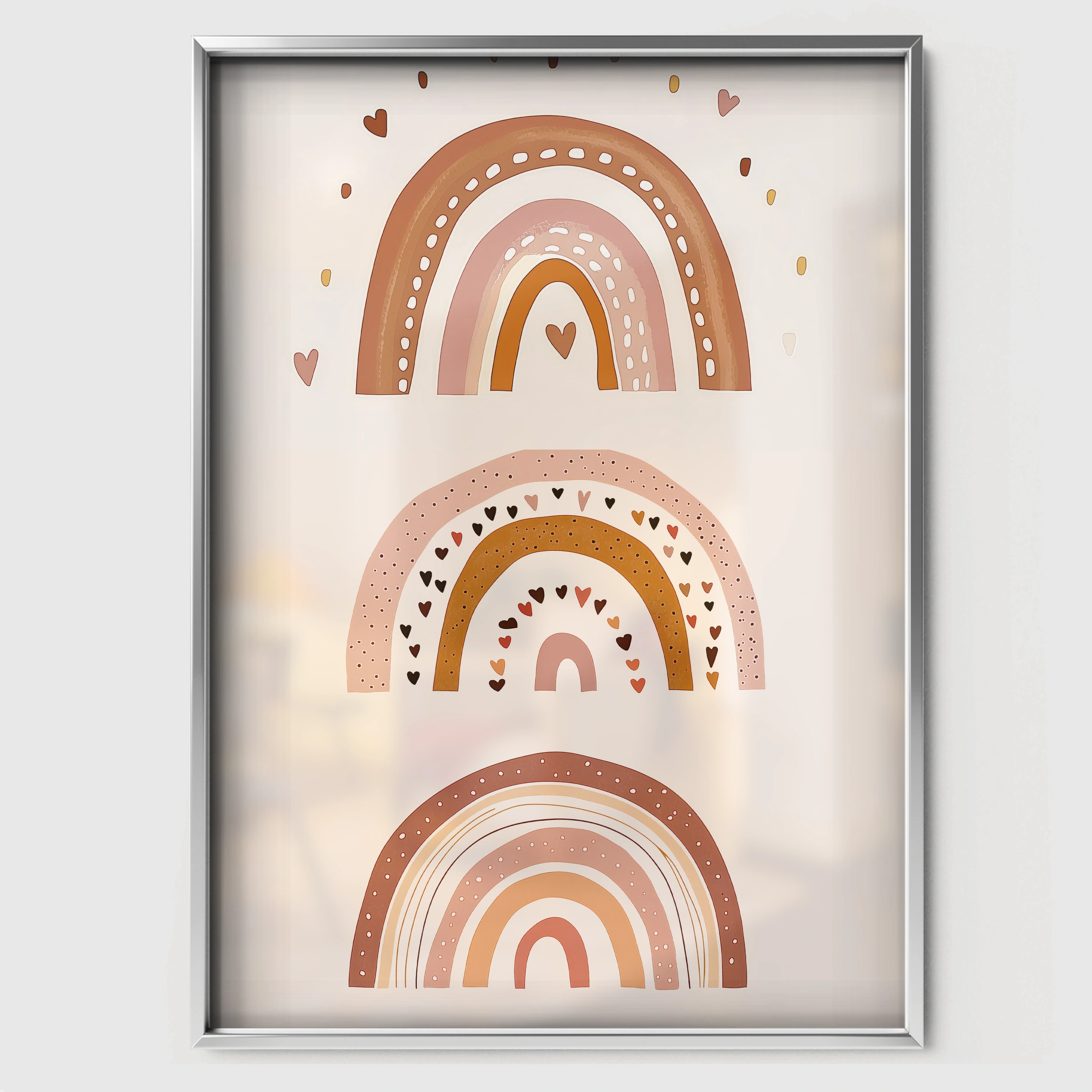 Boho Rainbow Nursery Print - white framed nursery wall art print