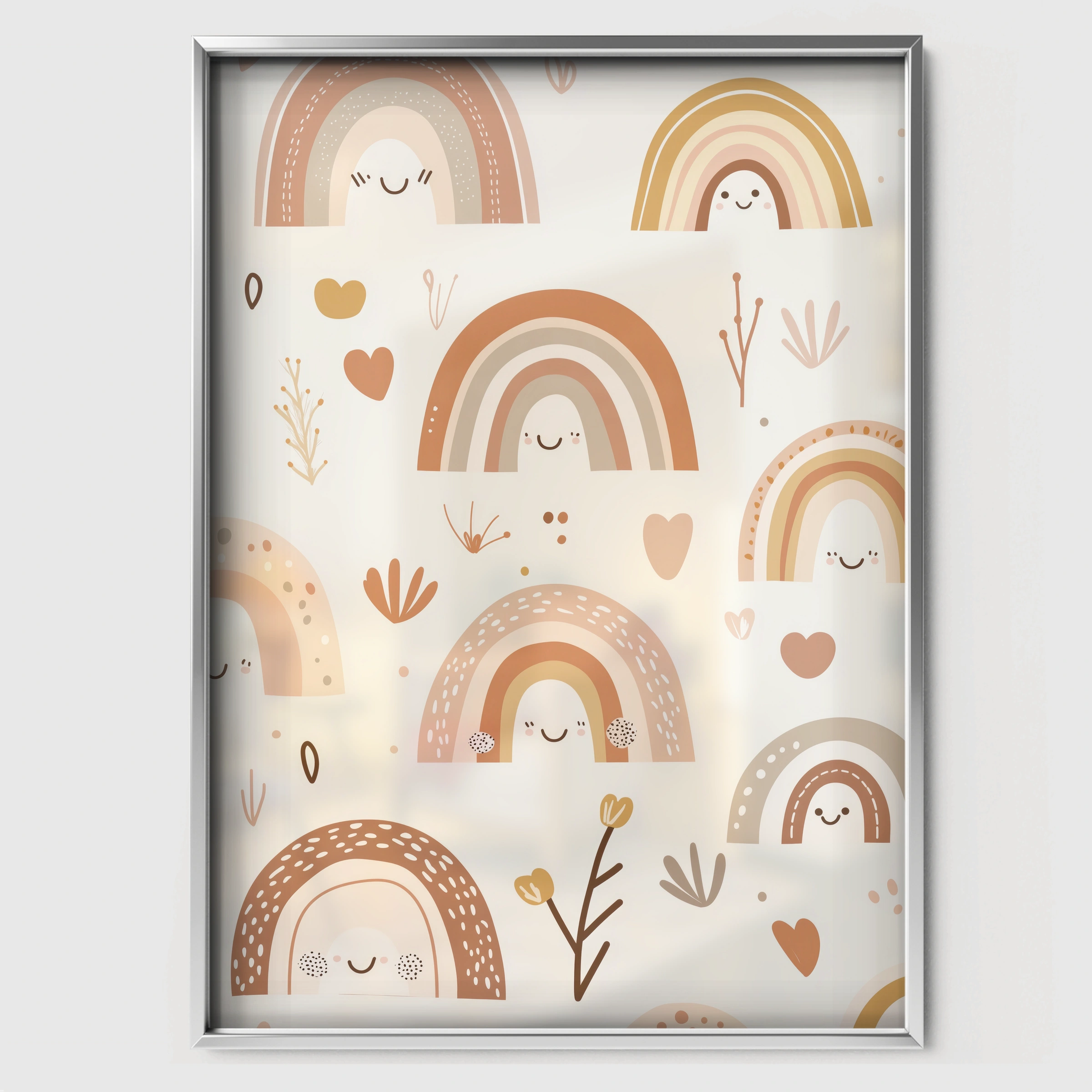 Boho Rainbow Trio Nursery Print - white framed nursery wall art print