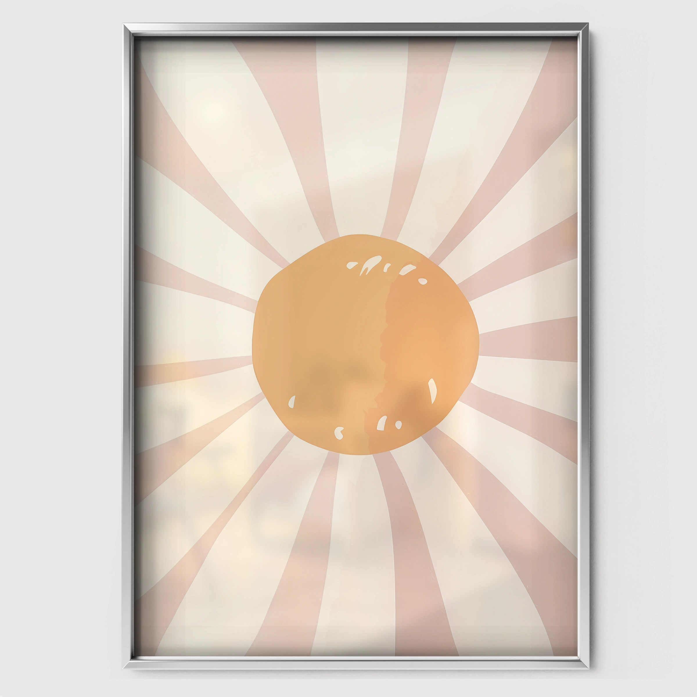 Boho Sunburst Nursery Print - white framed nursery wall art print