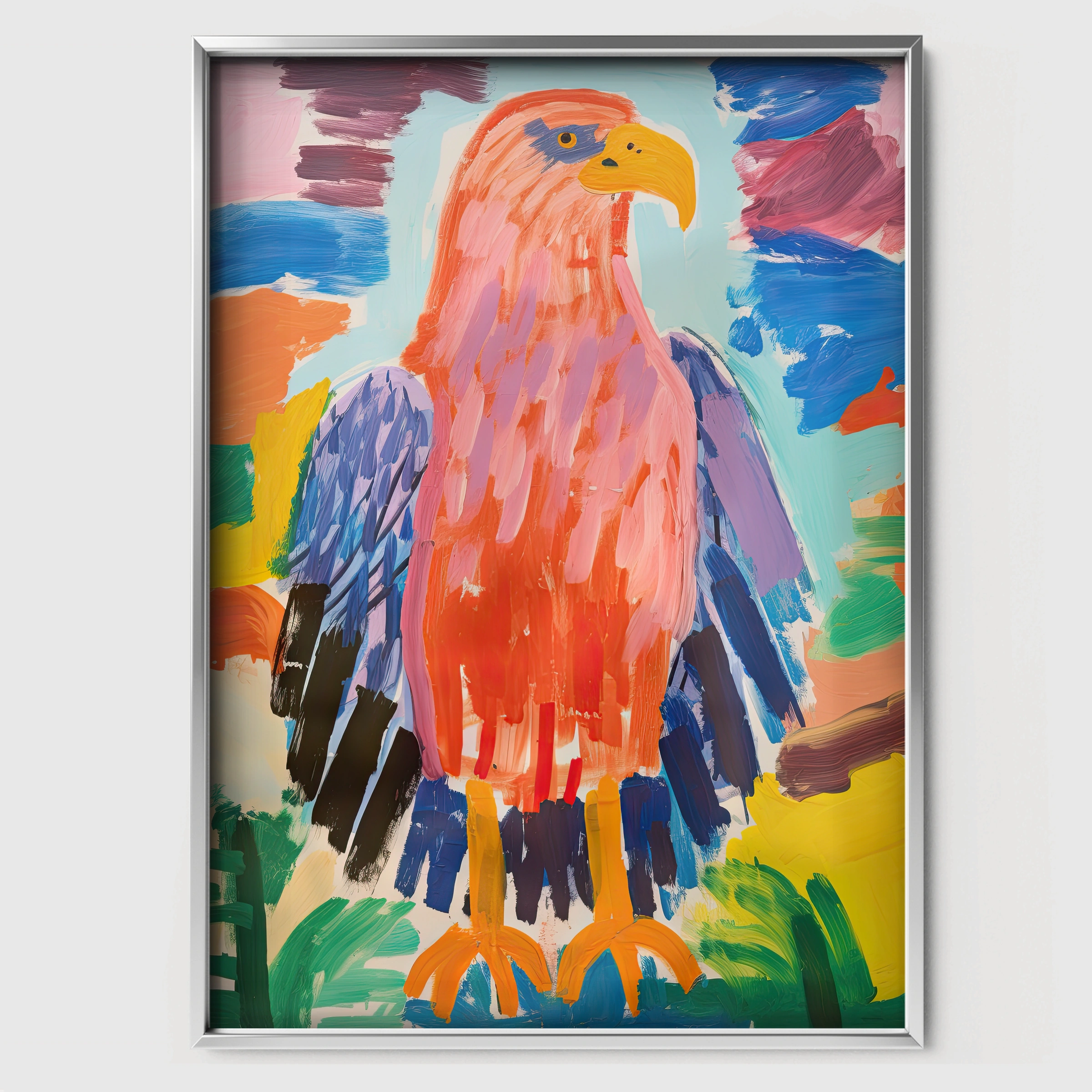 Bold Eagle Nursery Print - white framed nursery wall art print