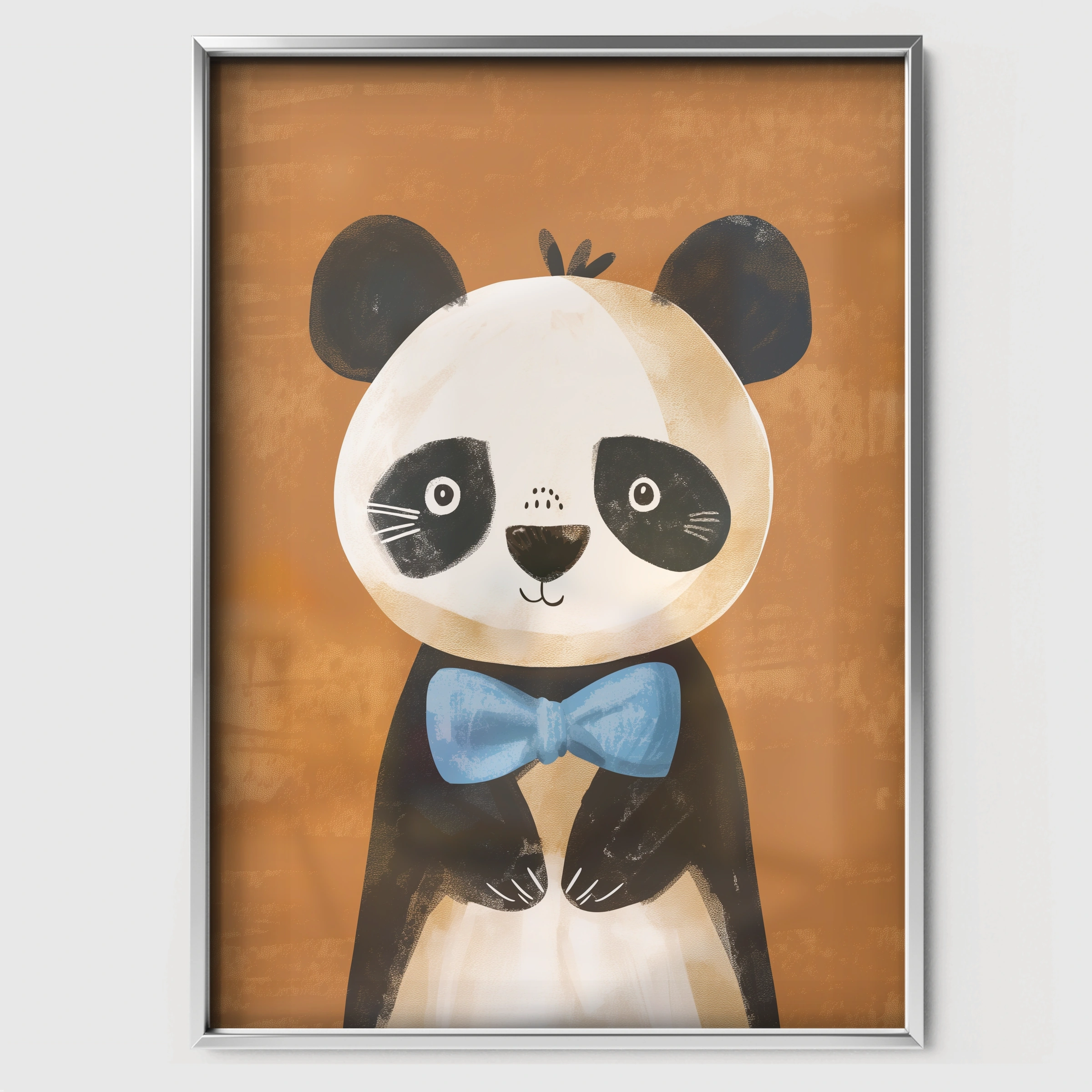 Bow Tie Panda Nursery Print - white framed nursery wall art print
