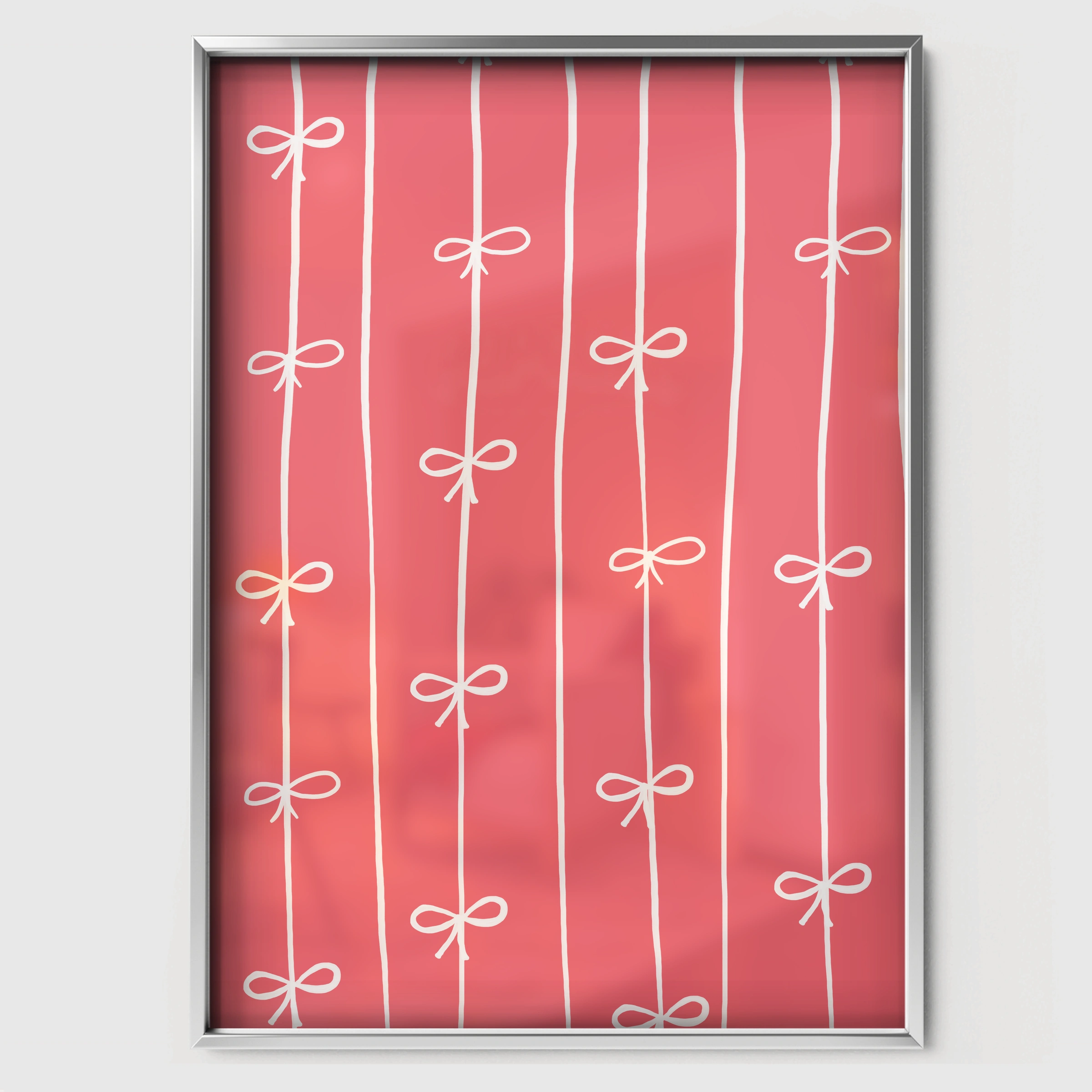 Bows Pattern Nursery Print - white framed nursery wall art print