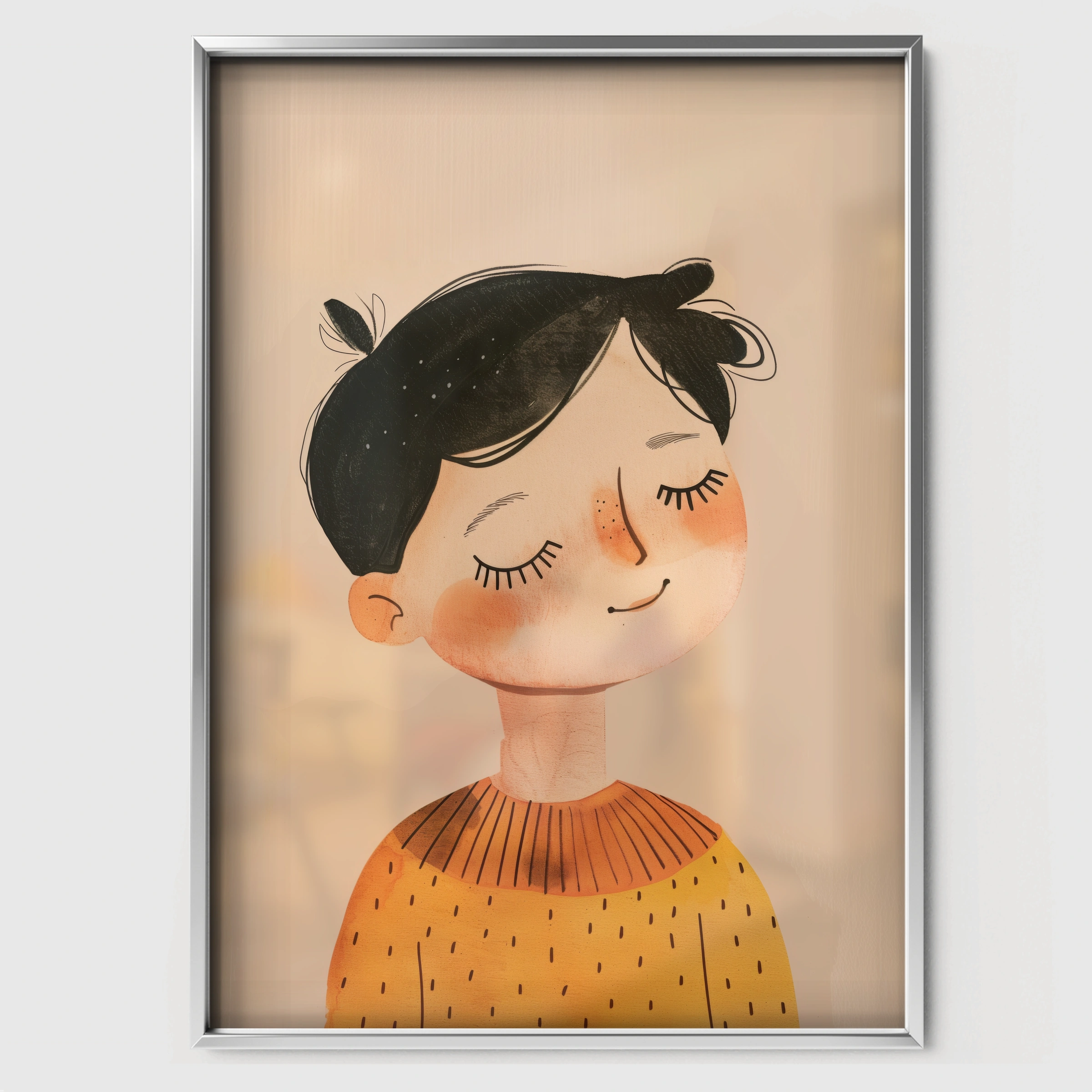 Boy Portrait Nursery Print - white framed nursery wall art print