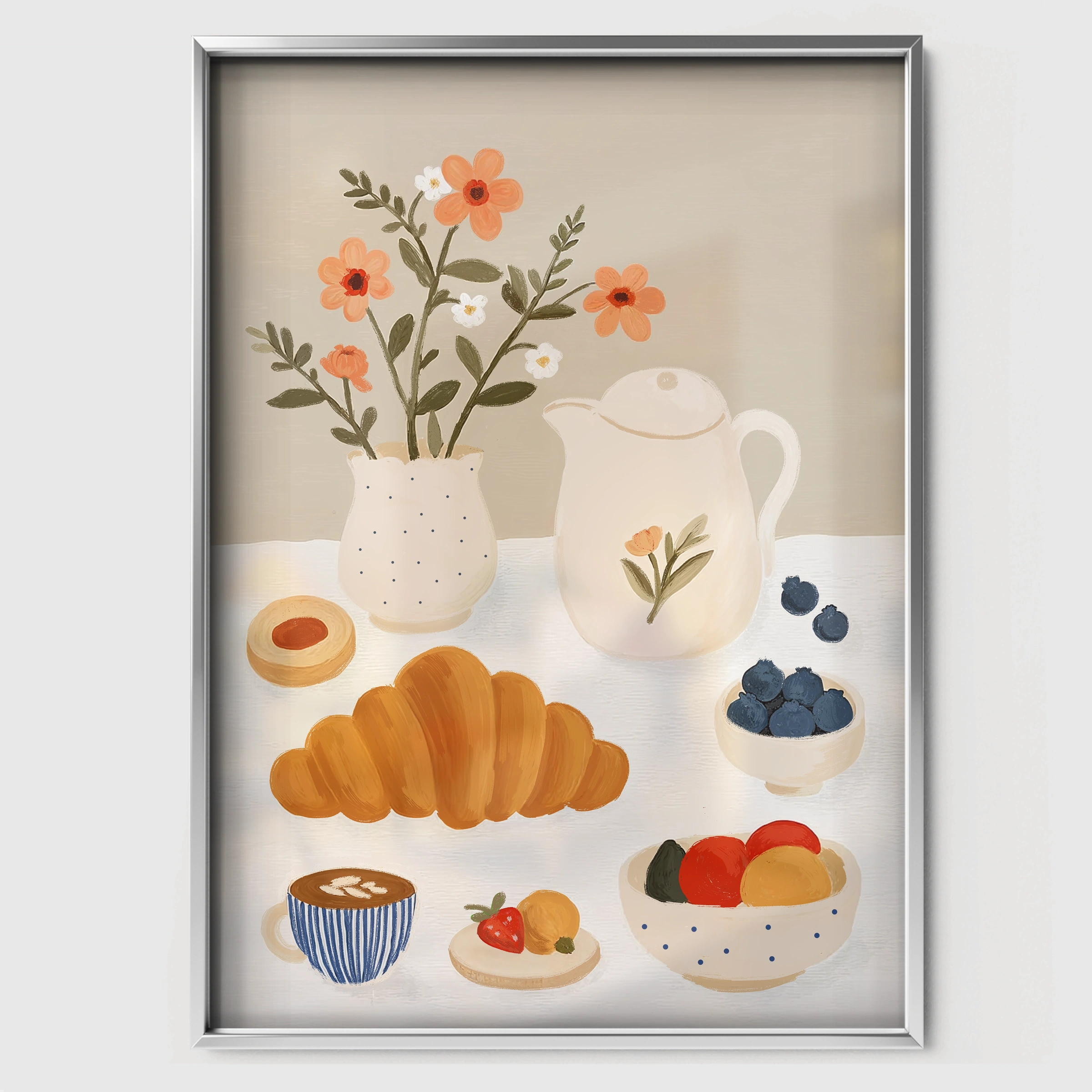 Breakfast Treats Nursery Print - white framed nursery wall art print