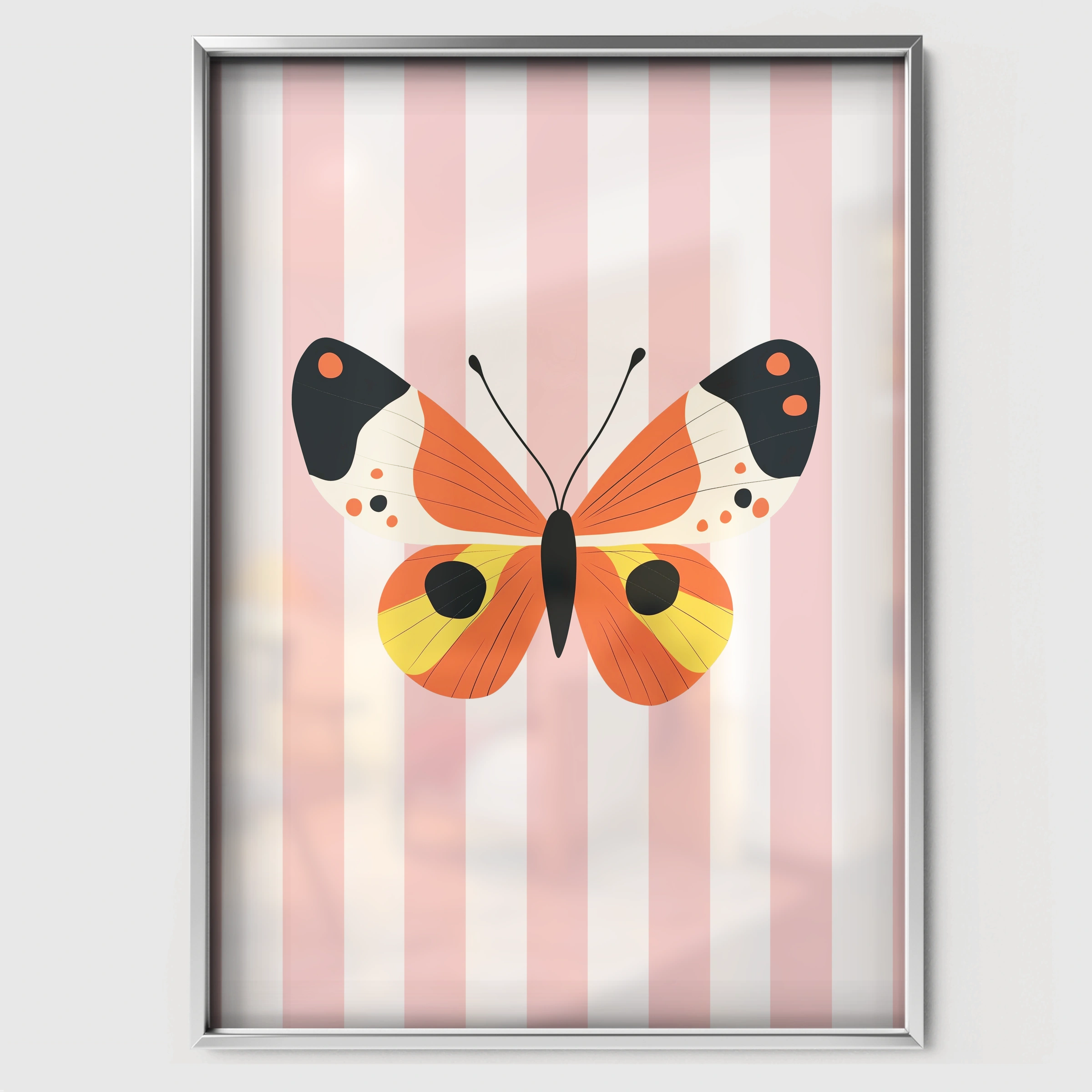Bright Butterfly Nursery Print - white framed nursery wall art print