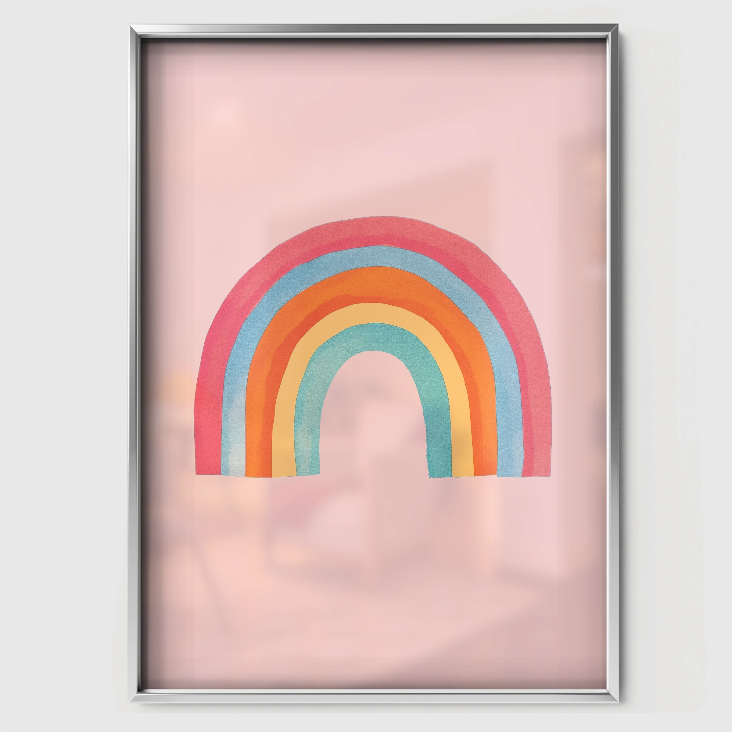 Bright Rainbow Nursery Print - white framed nursery wall art print