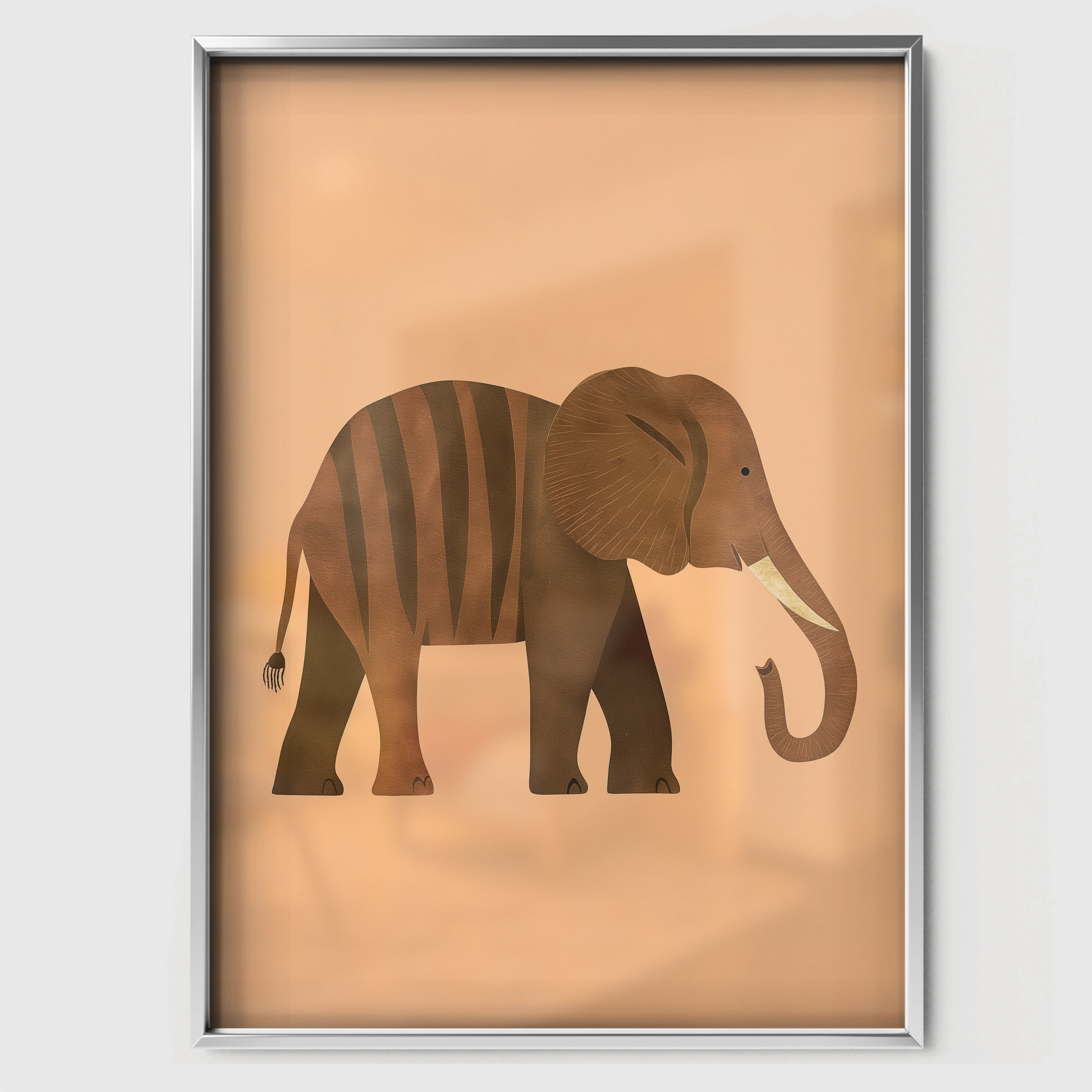 Brown Elephant Nursery Print - white framed nursery wall art print