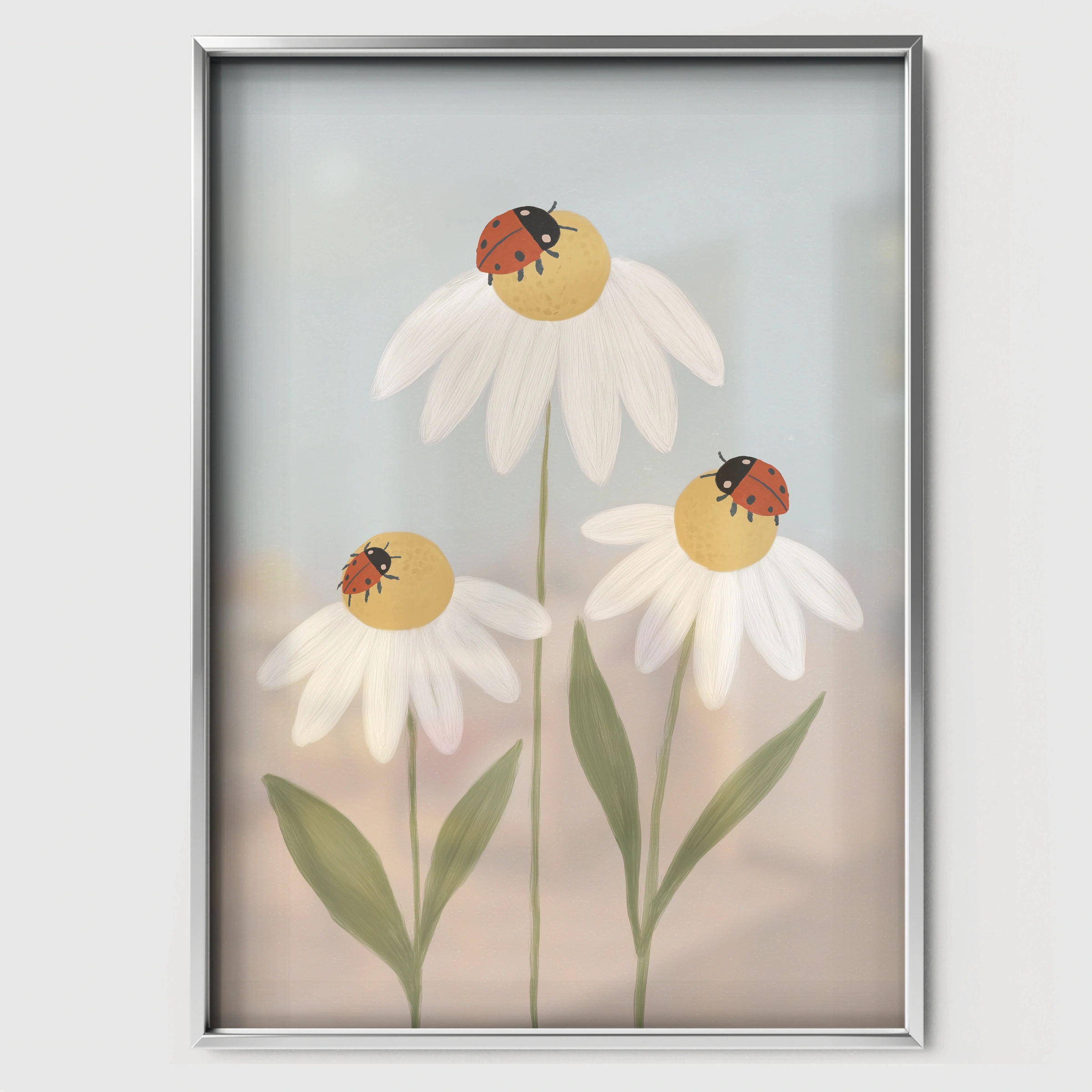 Bunch of Daisies Nursery Print - white framed nursery wall art print