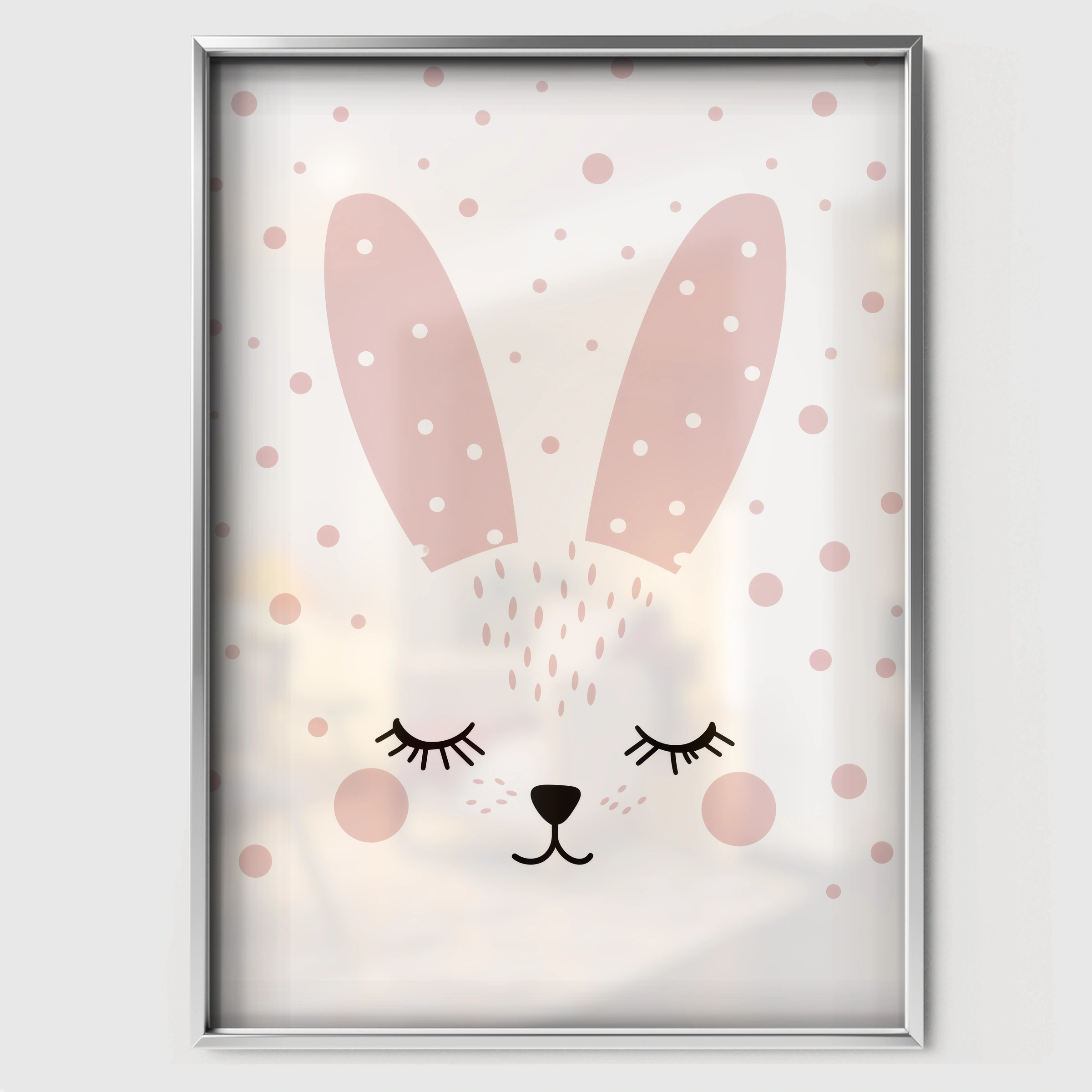 Bunny Face Nursery Print - white framed nursery wall art print