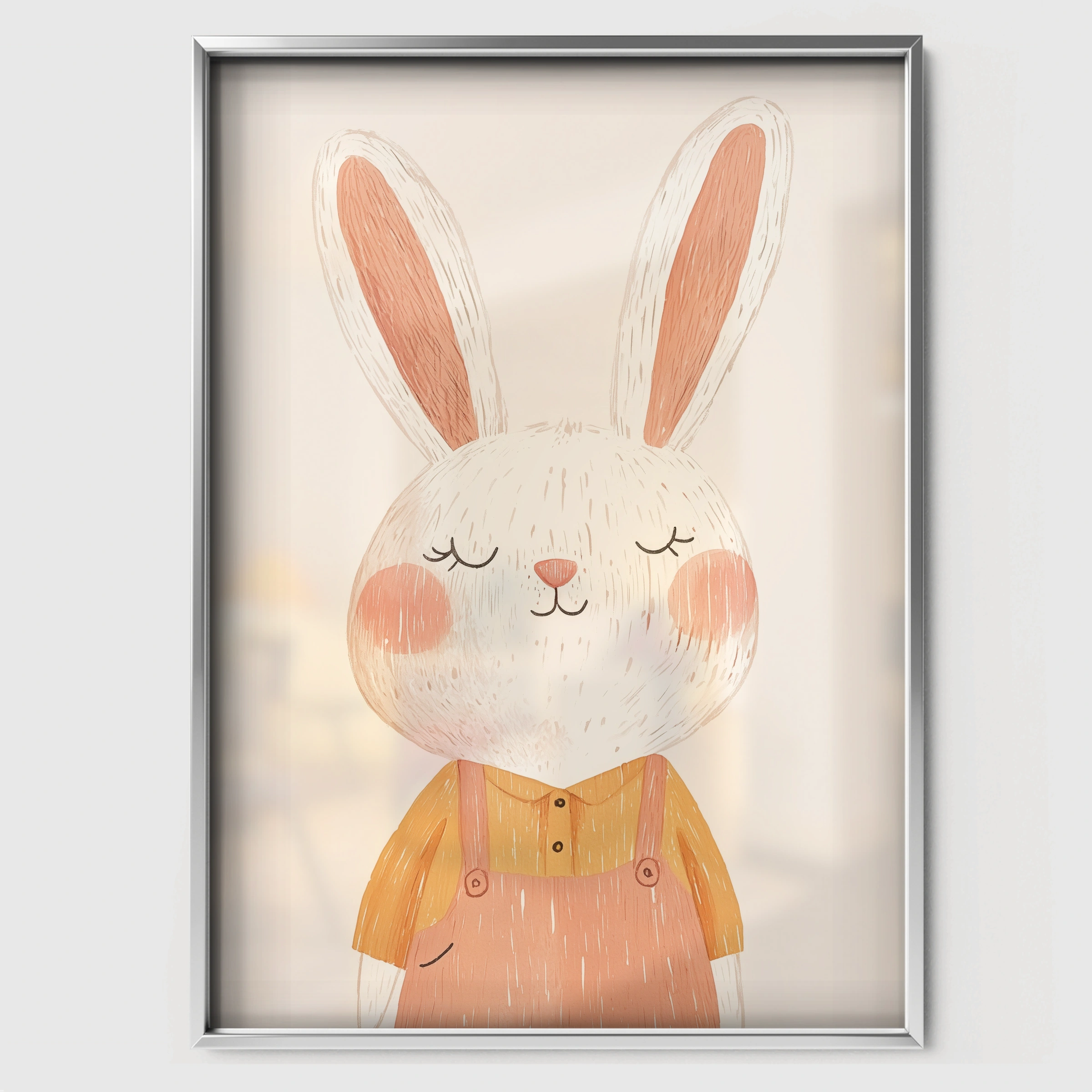 Bunny in a Dress Nursery Print - white framed nursery wall art print