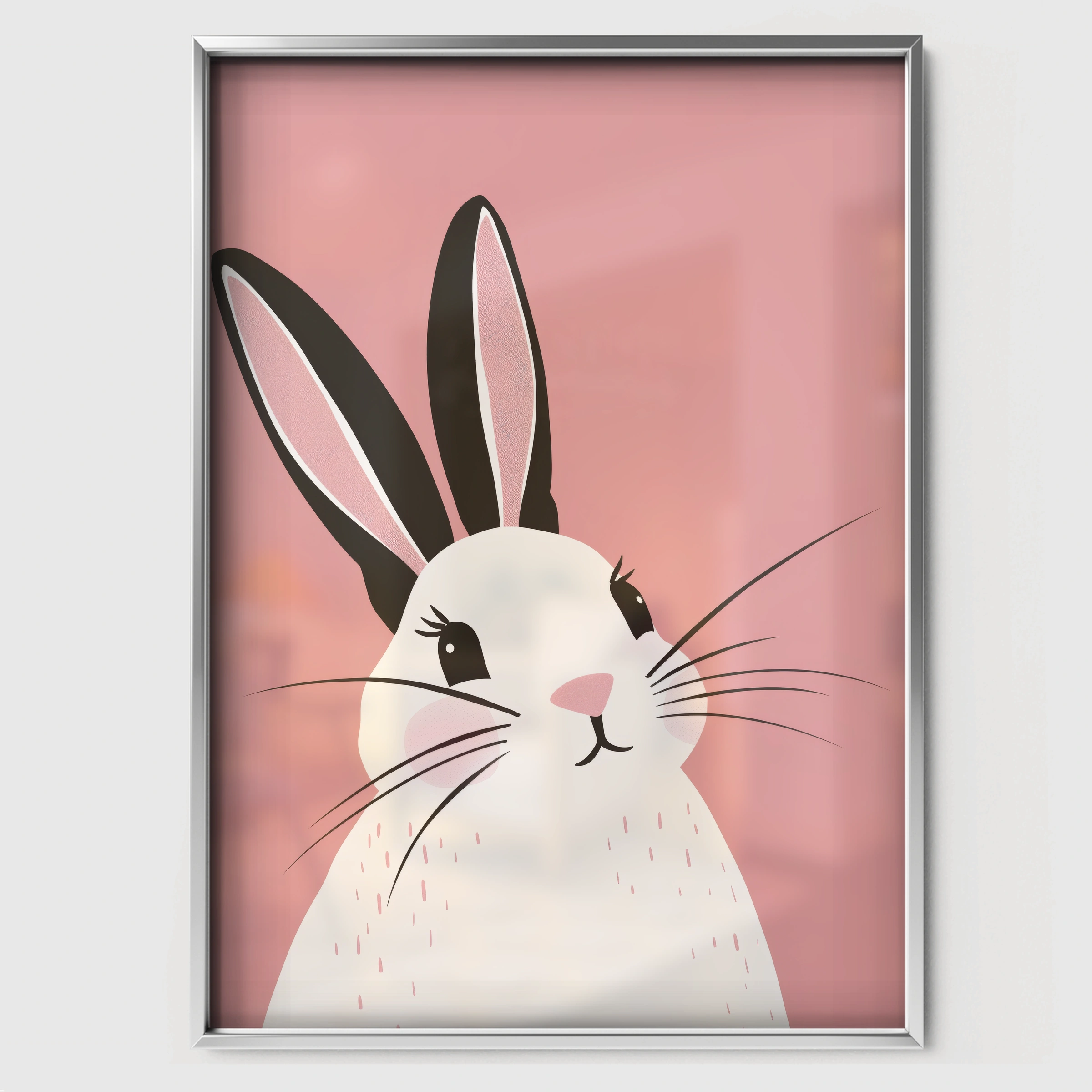 Bunny Portrait Nursery Print - white framed nursery wall art print