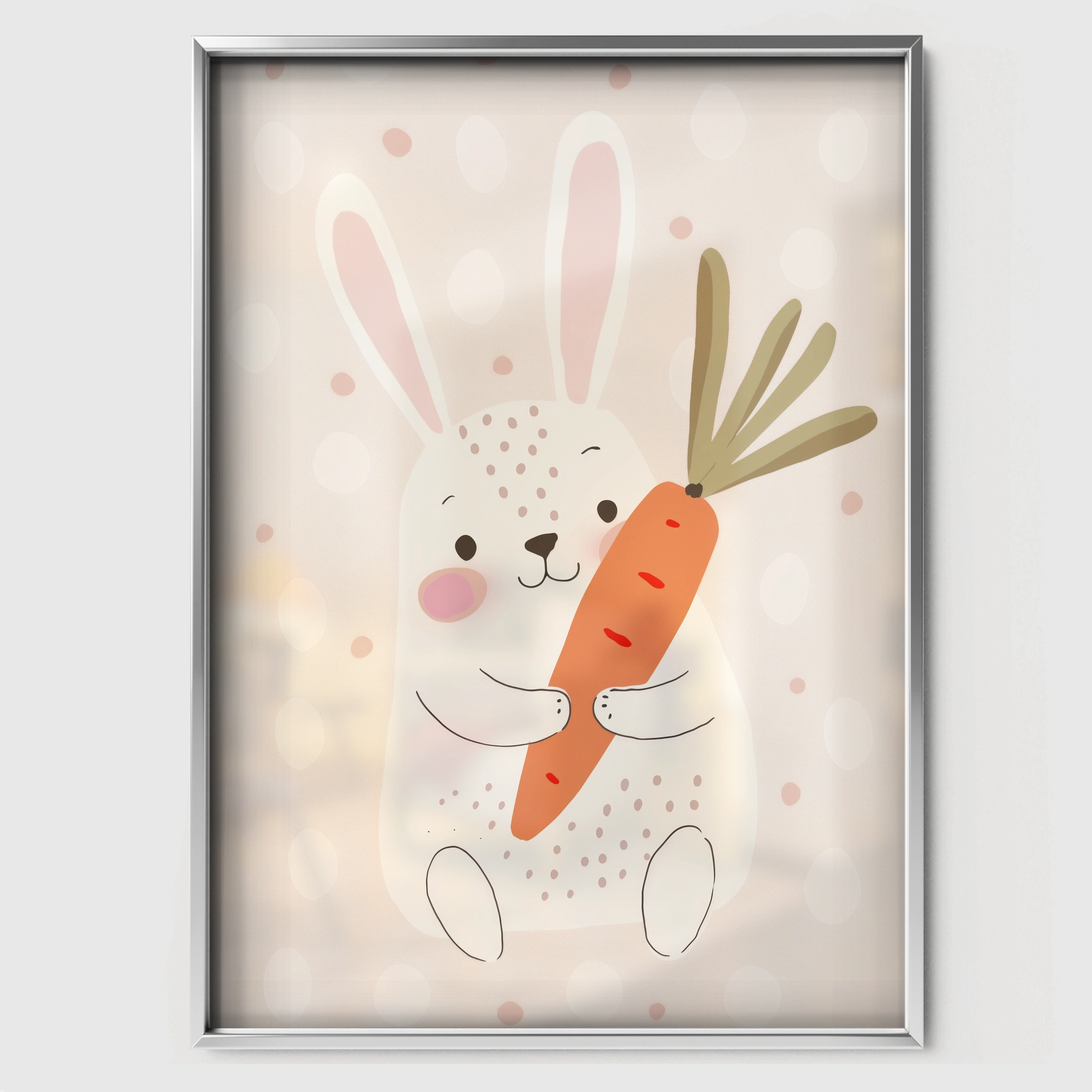 Bunny with Carrot Nursery Print - white framed nursery wall art print