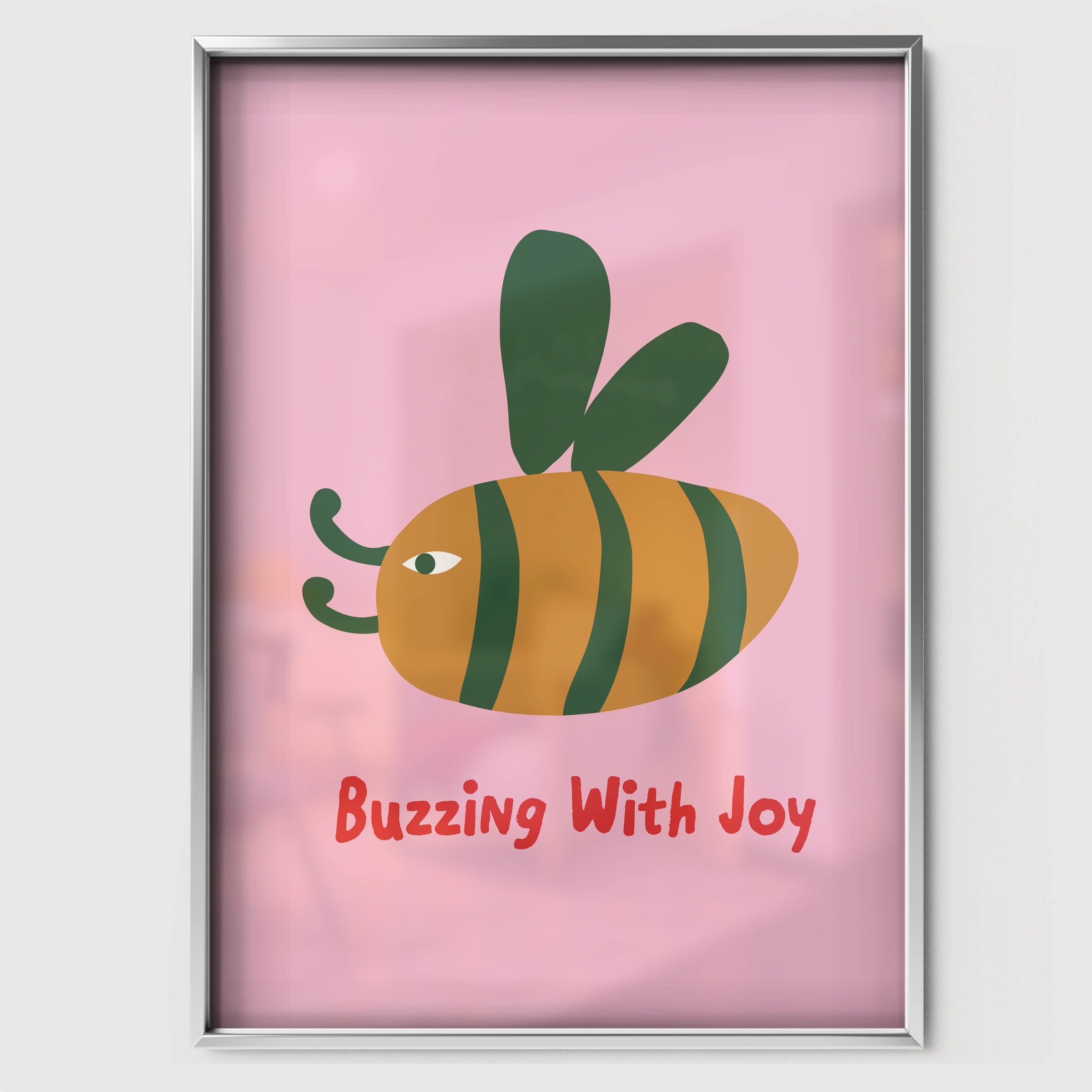 Buzzing With Joy Nursery Print - white framed nursery wall art print