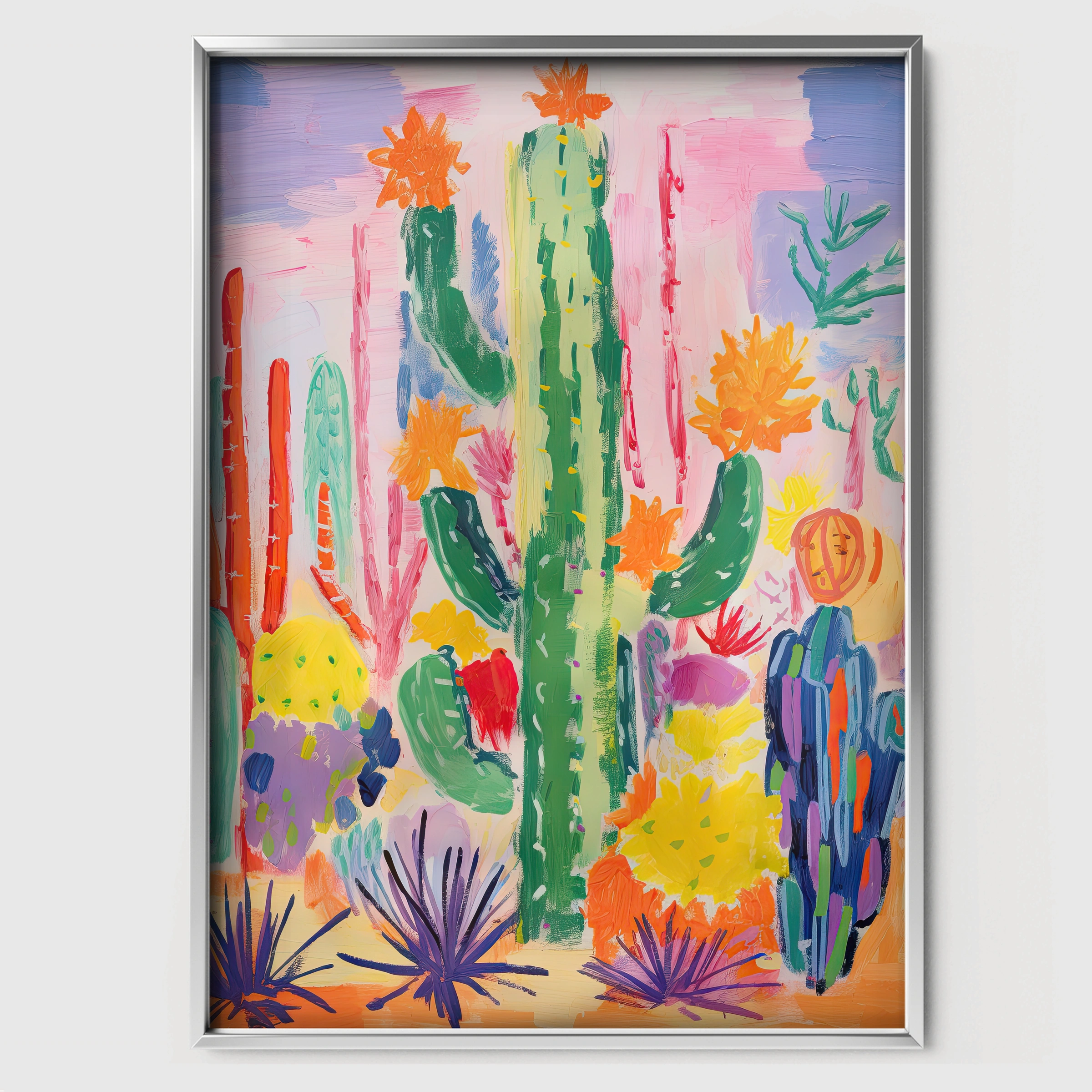 Cactus Garden Nursery Print - white framed nursery wall art print