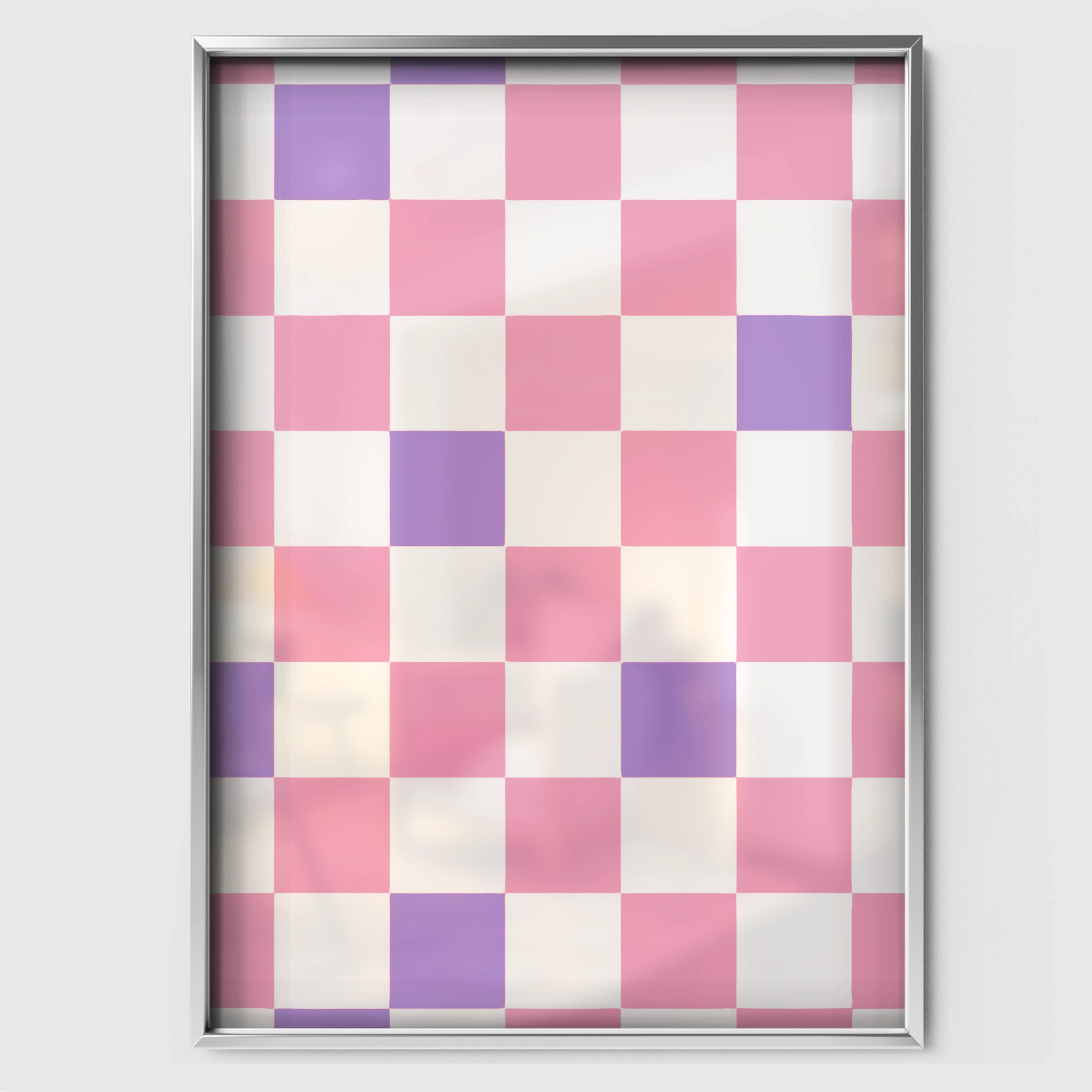 Checkerboard Nursery Print - white framed nursery wall art print