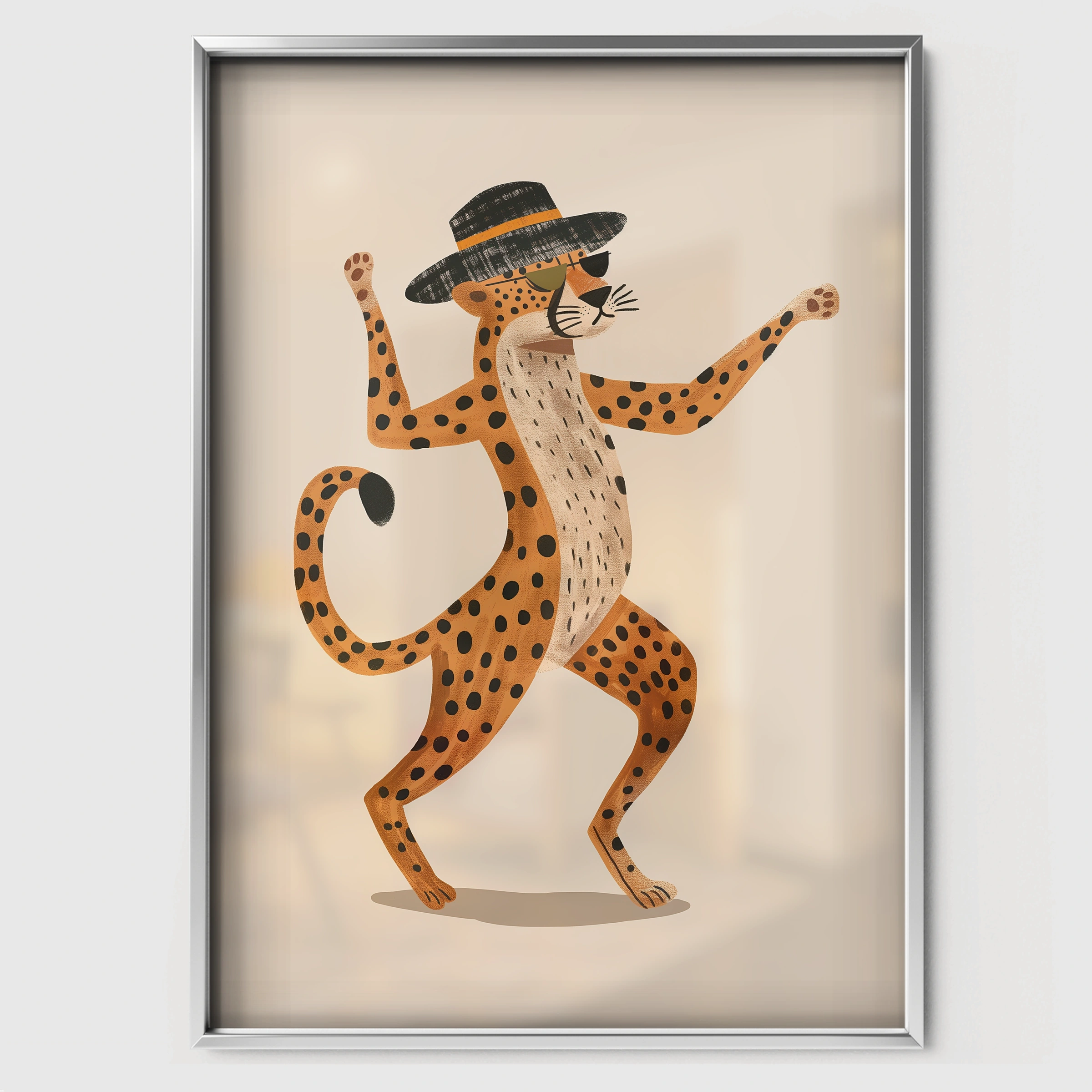 Cheetah in a Hat Nursery Print - white framed nursery wall art print