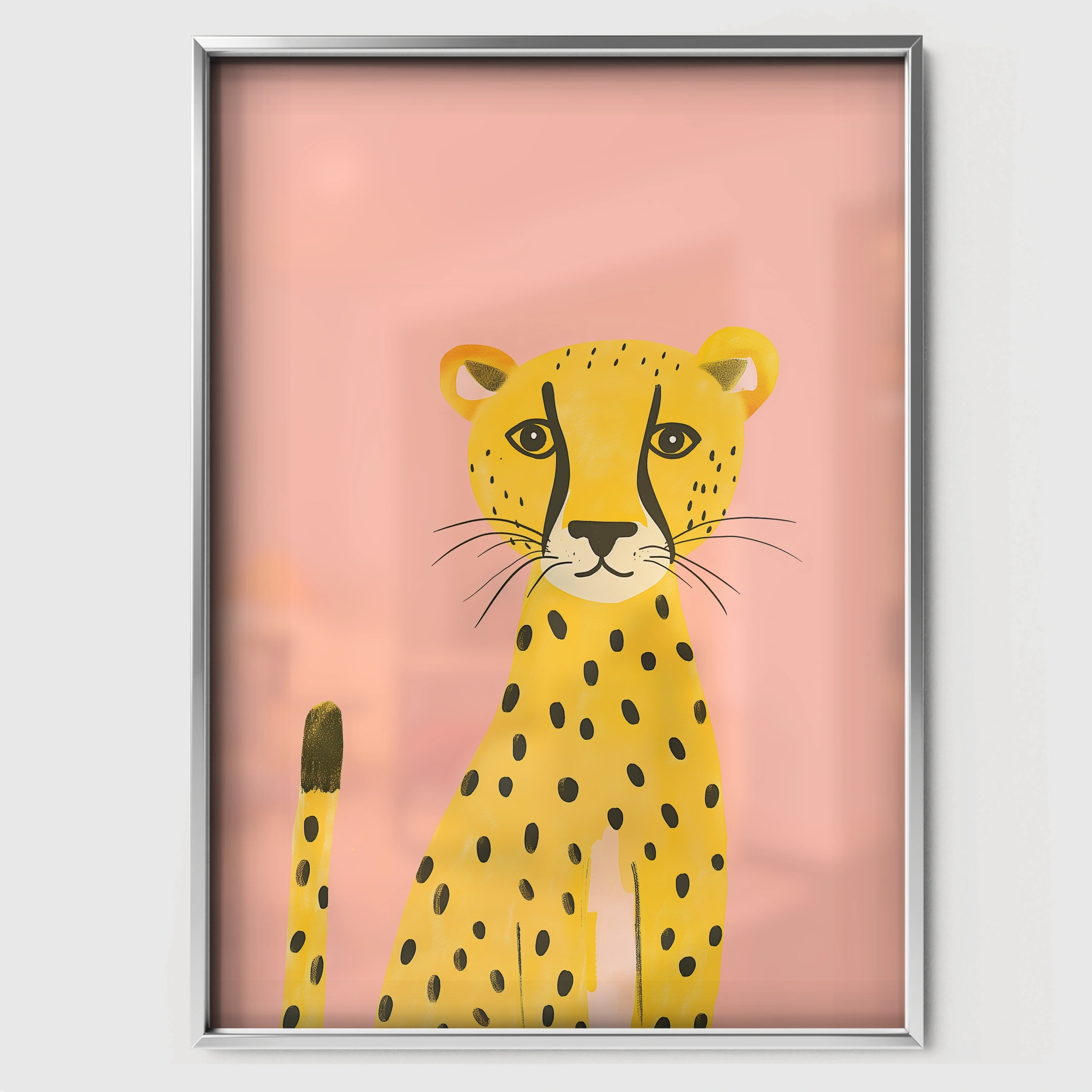 Cheetah Nursery Print - white framed nursery wall art print