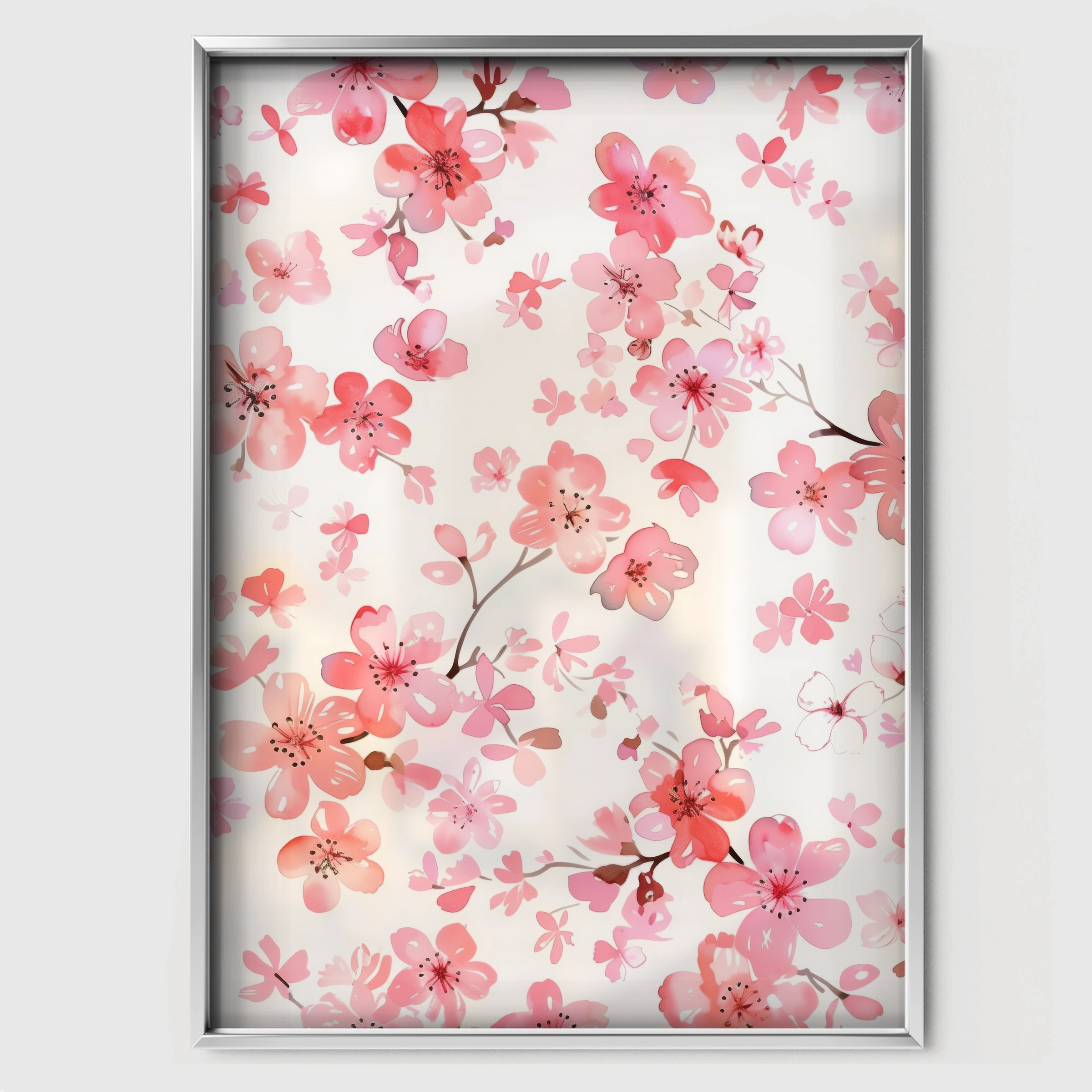 Cherry Blossom Nursery Print - white framed nursery wall art print