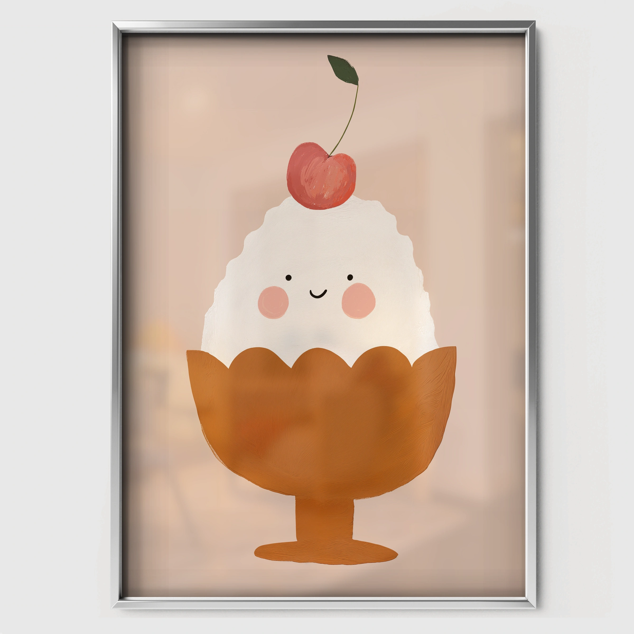Cherry Sundae Nursery Print - white framed nursery wall art print