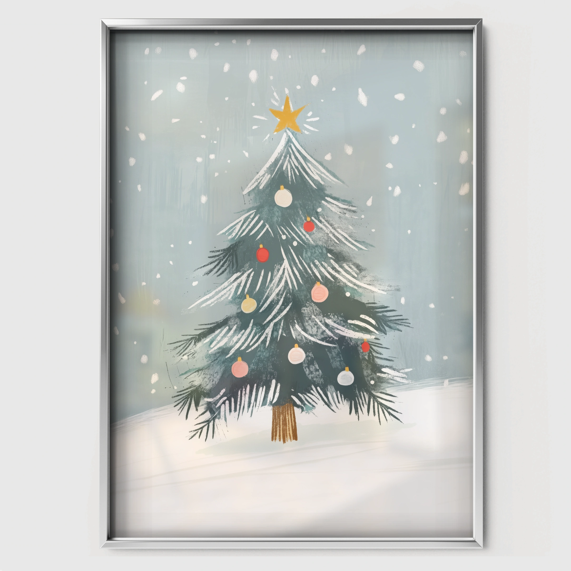 Christmas Tree Christmas Print - white framed nursery wall art print