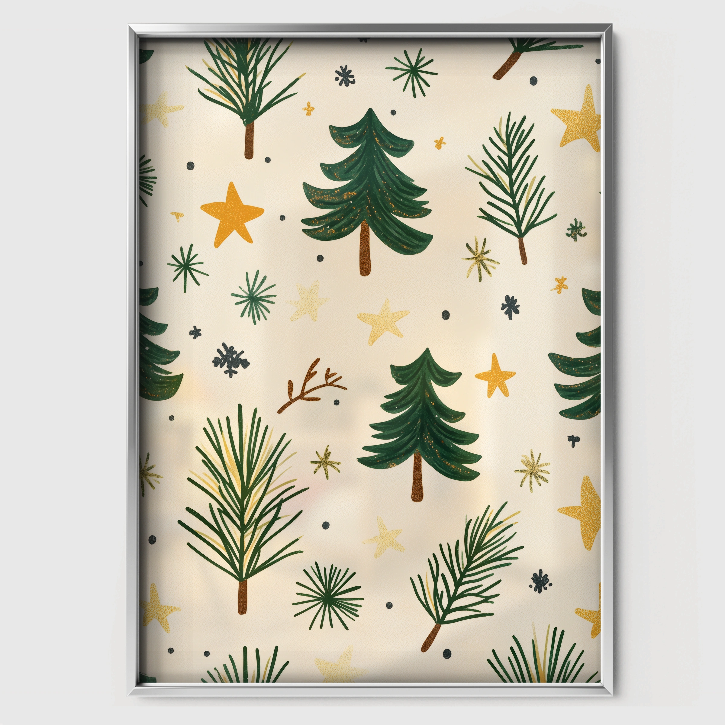 Christmas Tree Pattern Print - white framed nursery wall art print