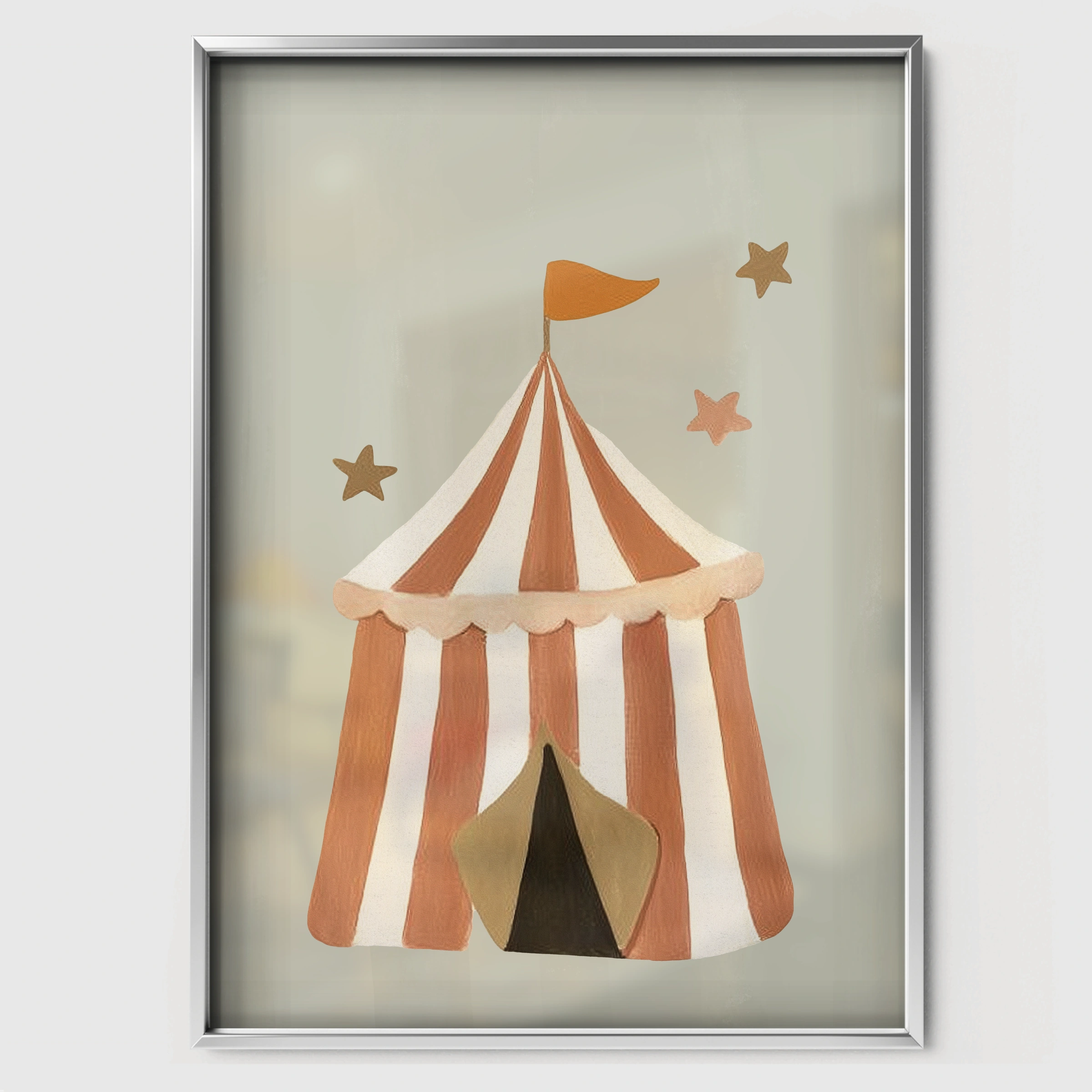 Circus Tent Nursery Print - white framed nursery wall art print