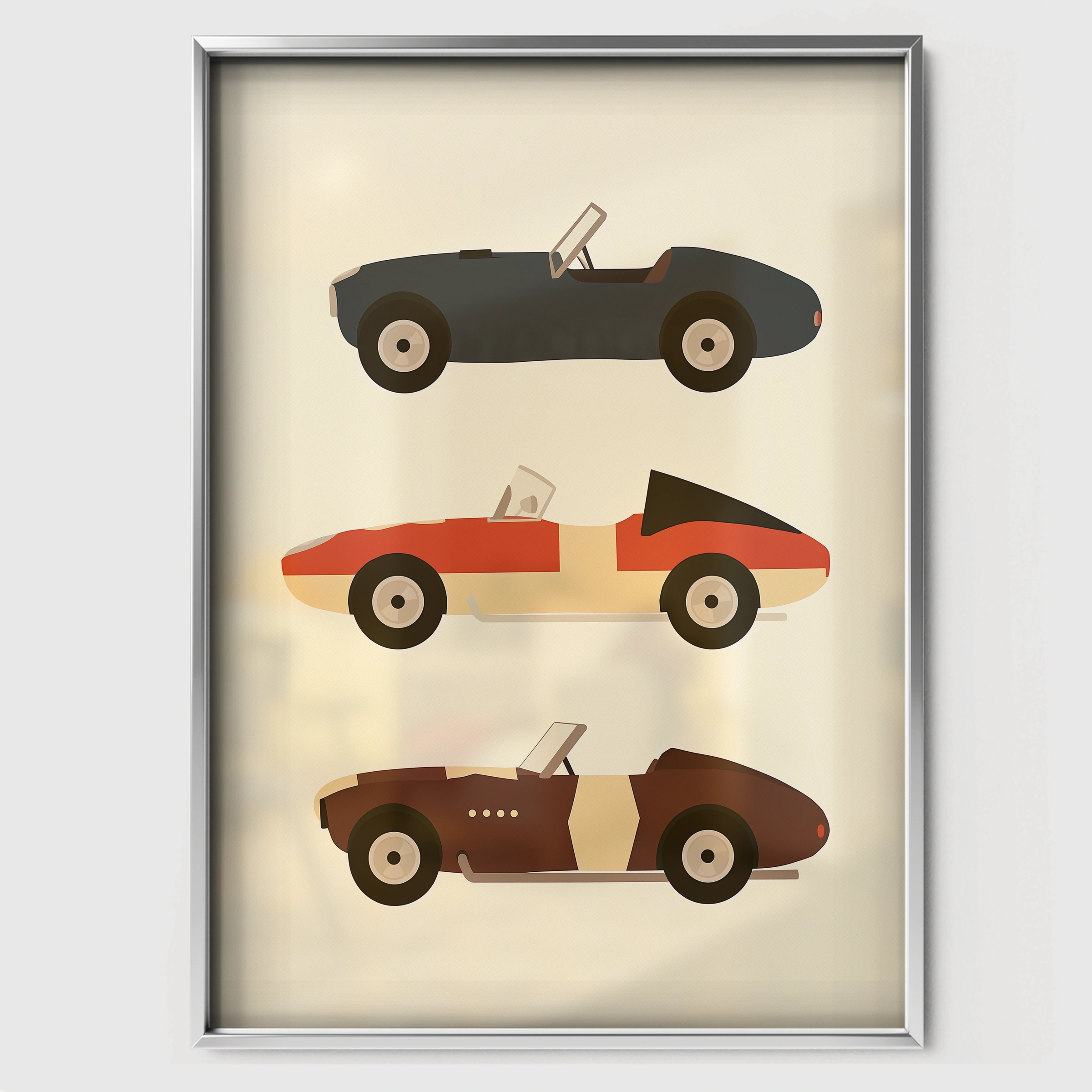 Classic Convertibles Nursery Print - white framed nursery wall art print