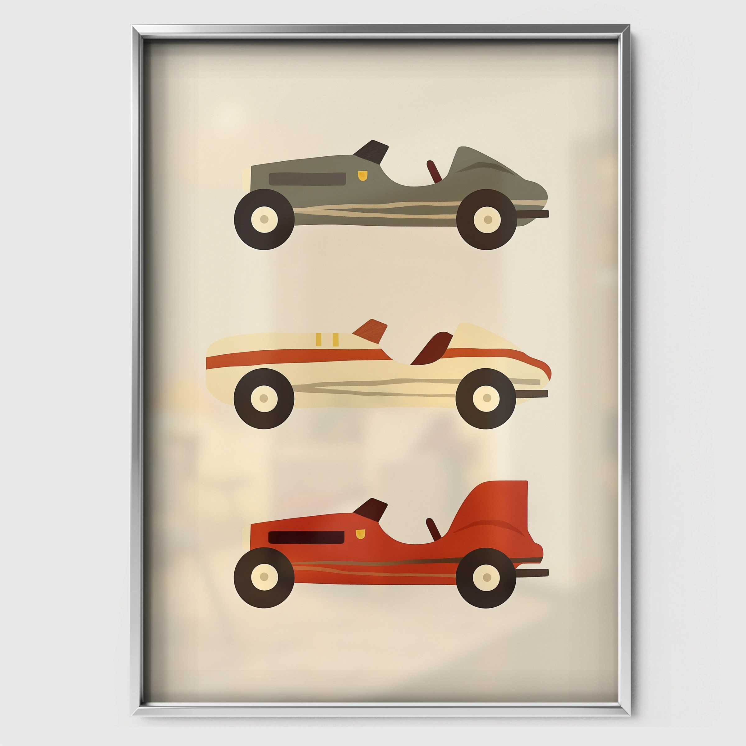 Classic Racing Cars Nursery Print - white framed nursery wall art print