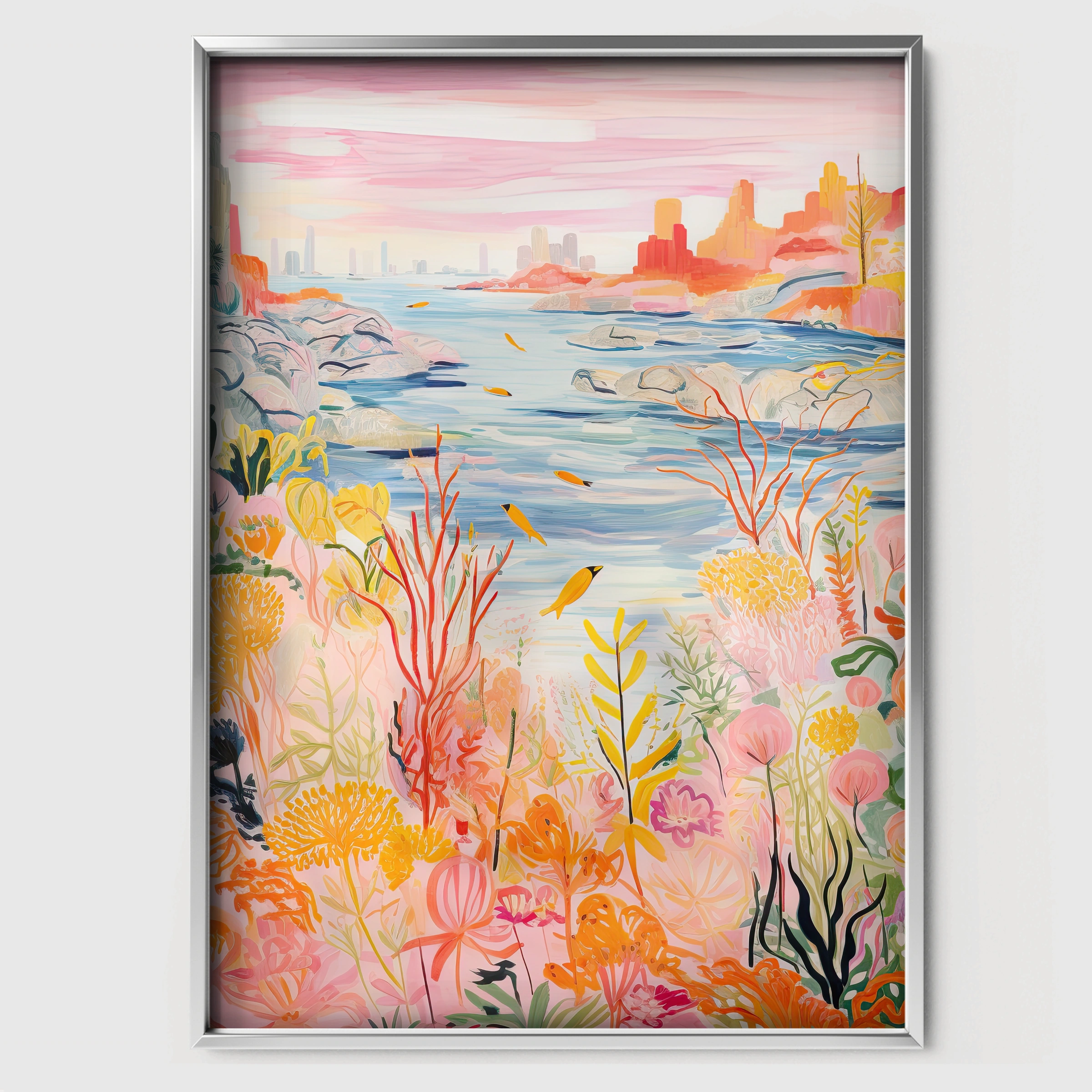 Coastal Reef Nursery Print - white framed nursery wall art print