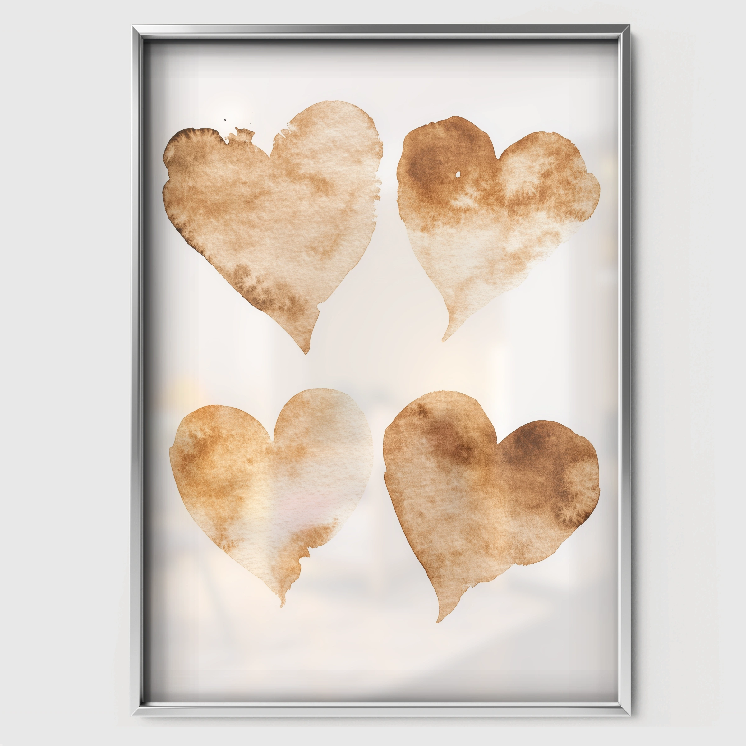 Coffee Hearts Nursery Print - white framed nursery wall art print