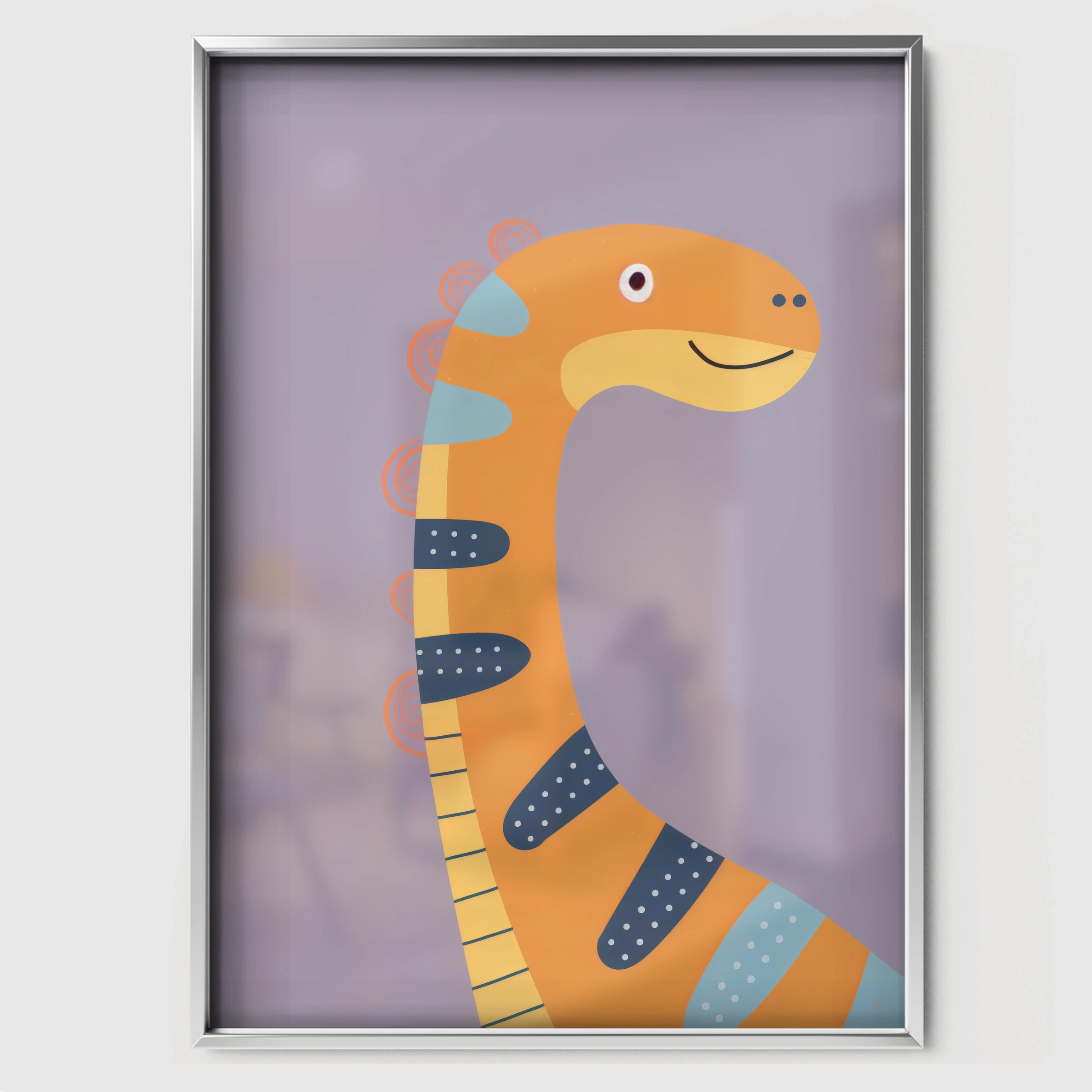 Colourful Dinosaur Nursery Print - white framed nursery wall art print
