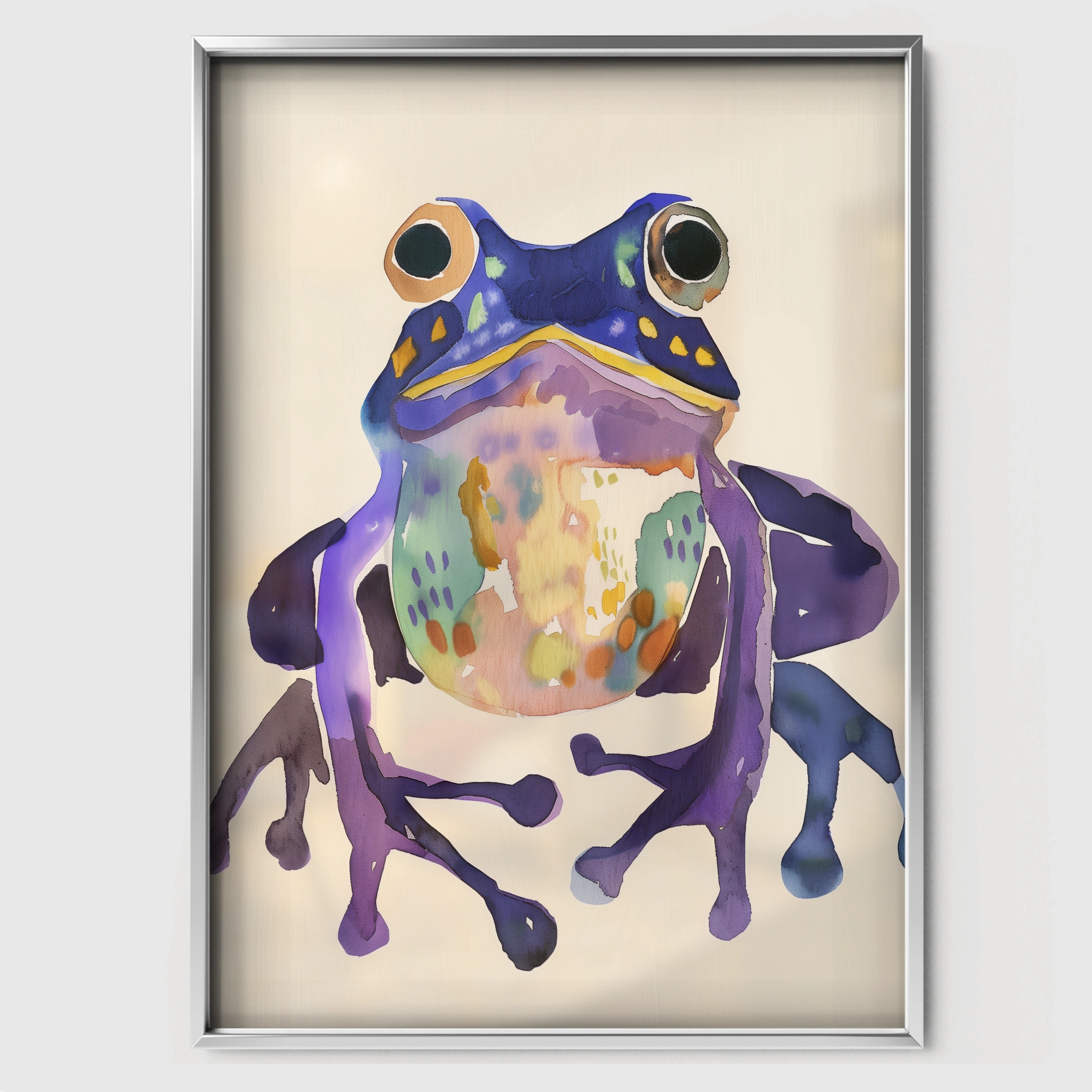 Colourful Frog Nursery Print - white framed nursery wall art print