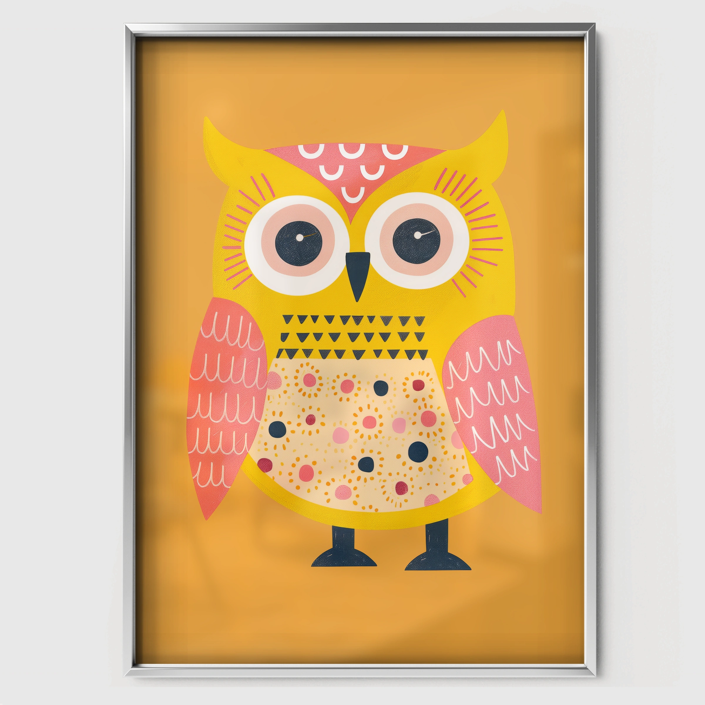 Colourful Owl Nursery Print - white framed nursery wall art print
