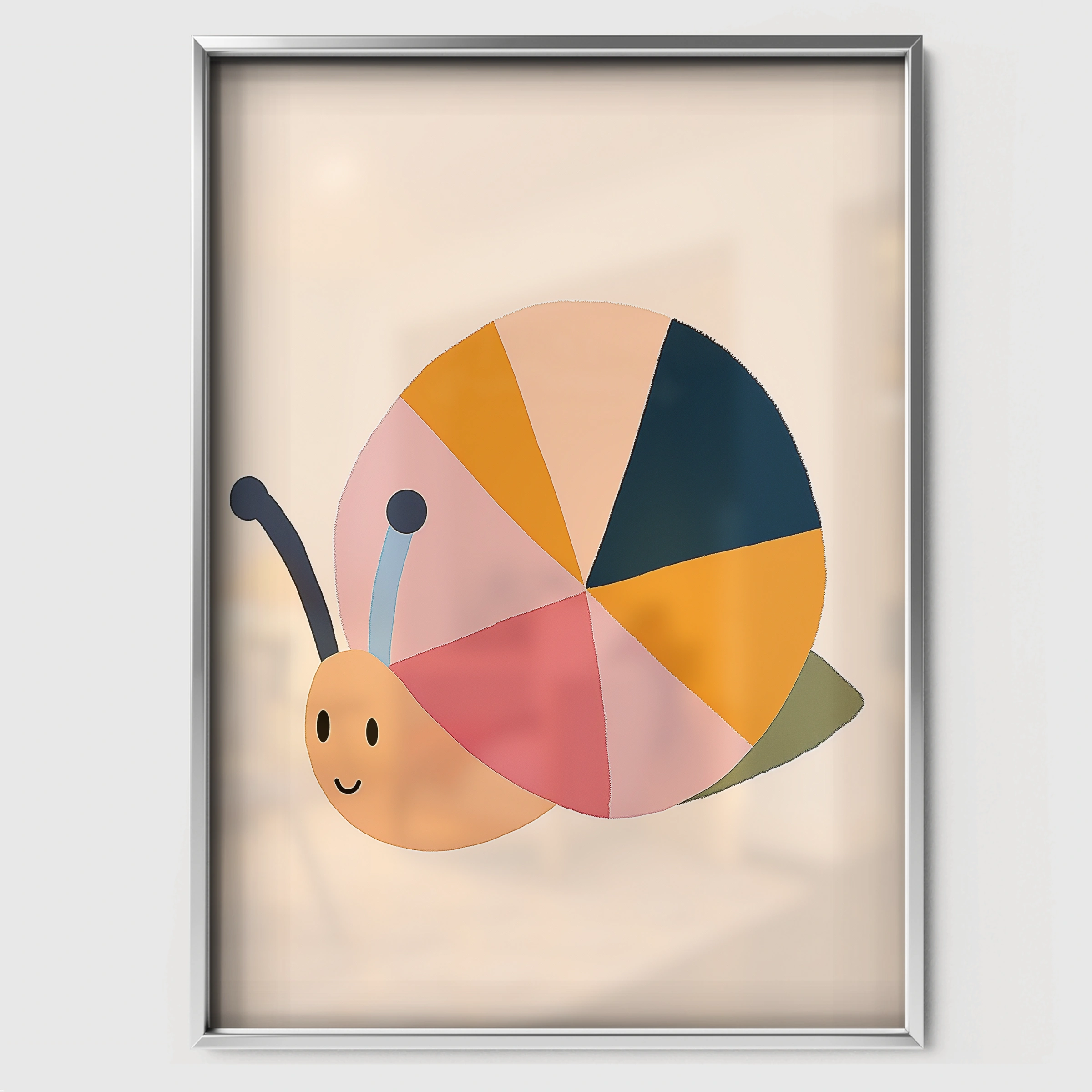 Colourful Snail Nursery Print - white framed nursery wall art print