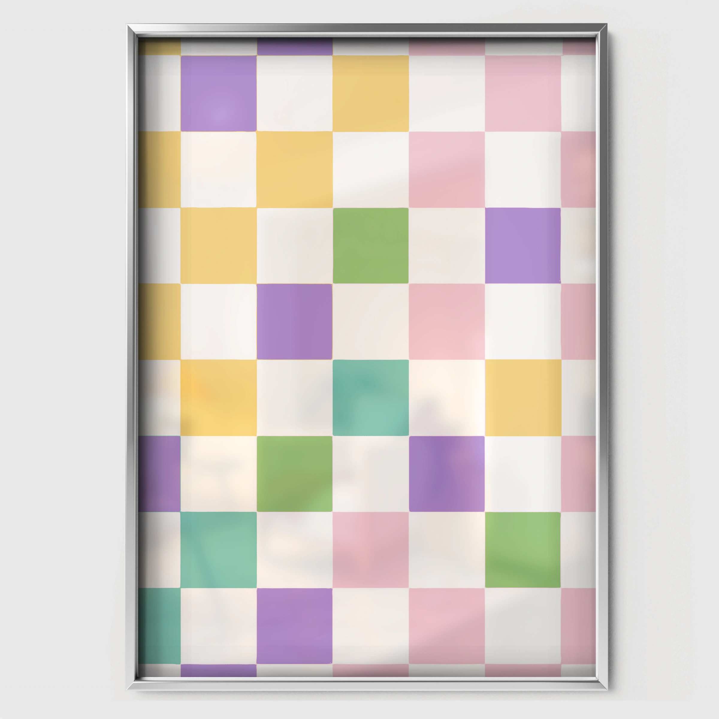 Confetti Checkerboard Nursery Print - white framed nursery wall art print